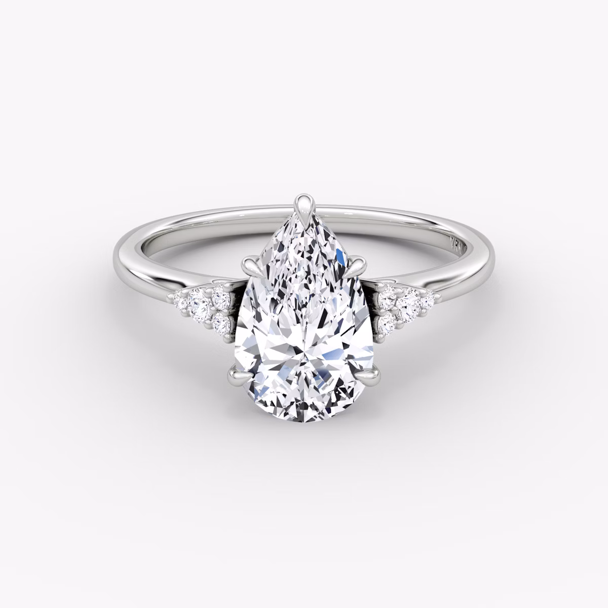 The Side Cluster Cathedral | Pear | Platinum | bandAccent: Plain | diamondOrientation: vertical | caratWeight: other