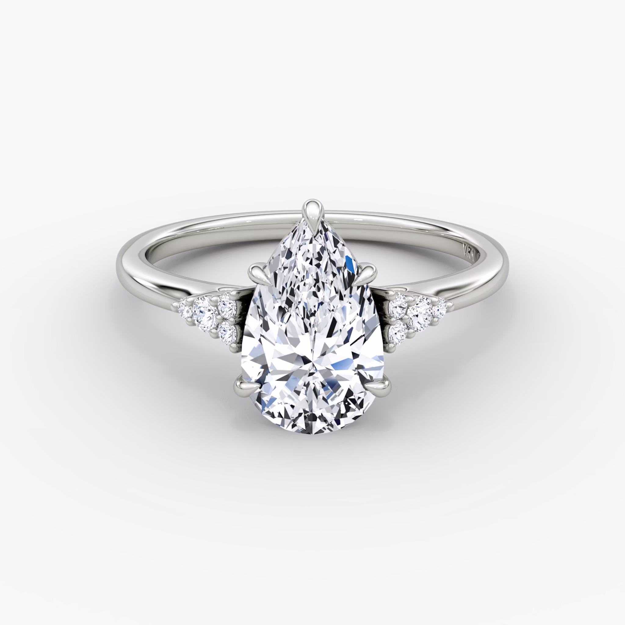 The Side Cluster Cathedral Pear | White Gold