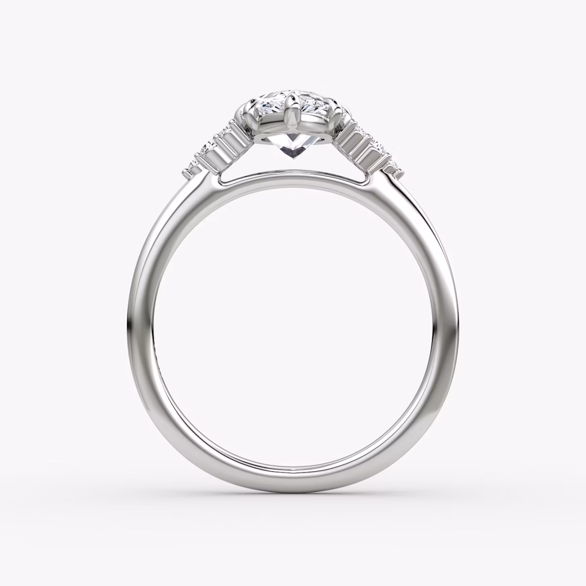 The Side Cluster Cathedral | Pear | Platinum | bandAccent: Plain | diamondOrientation: vertical | caratWeight: other