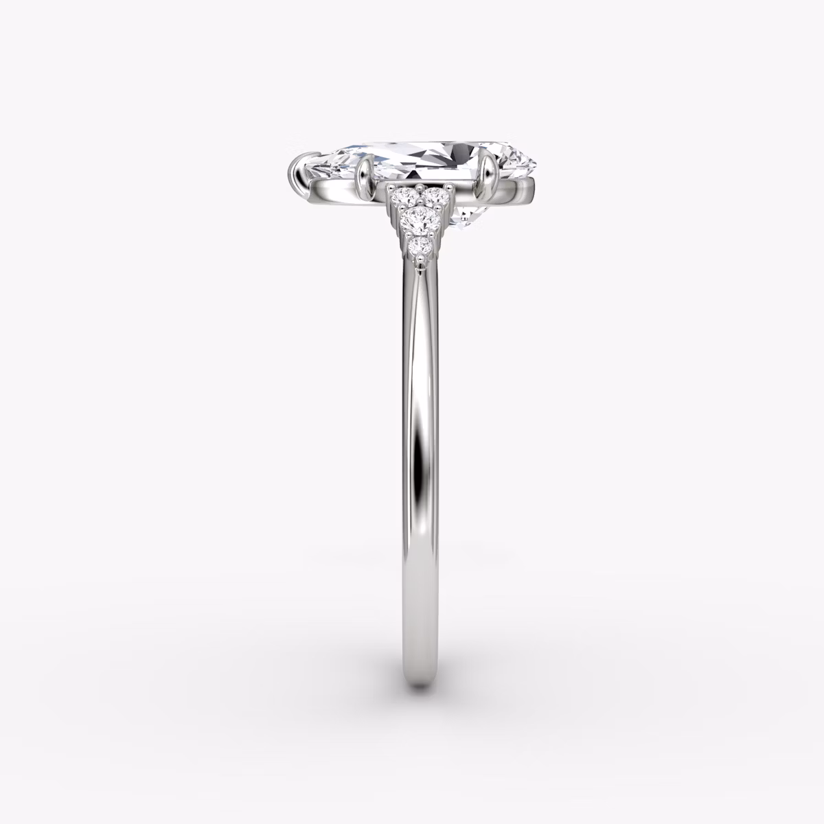 The Side Cluster Cathedral | Pear | Platinum | bandAccent: Plain | diamondOrientation: vertical | caratWeight: other