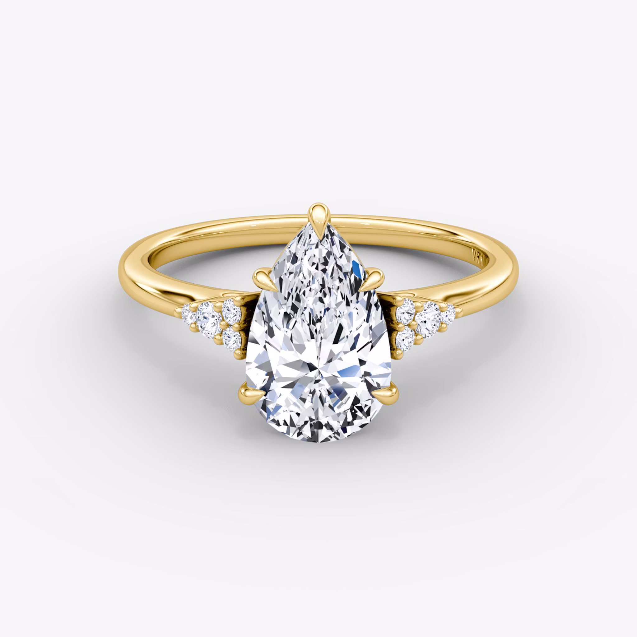 The Side Cluster Cathedral Pear | Yellow Gold