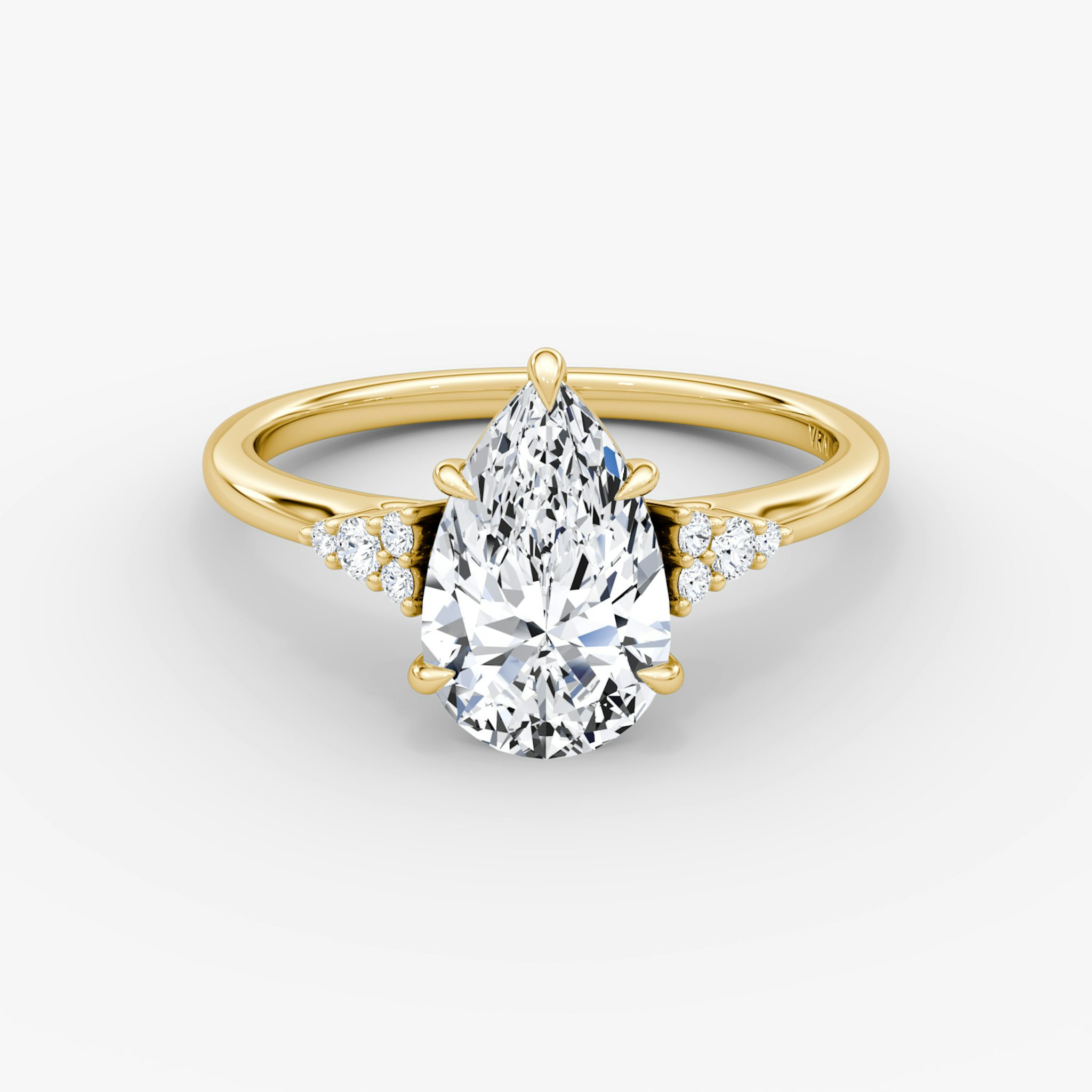 The Side Cluster Cathedral | Pear | 18k | Yellow Gold | bandAccent: Plain | diamondOrientation: vertical | caratWeight: other