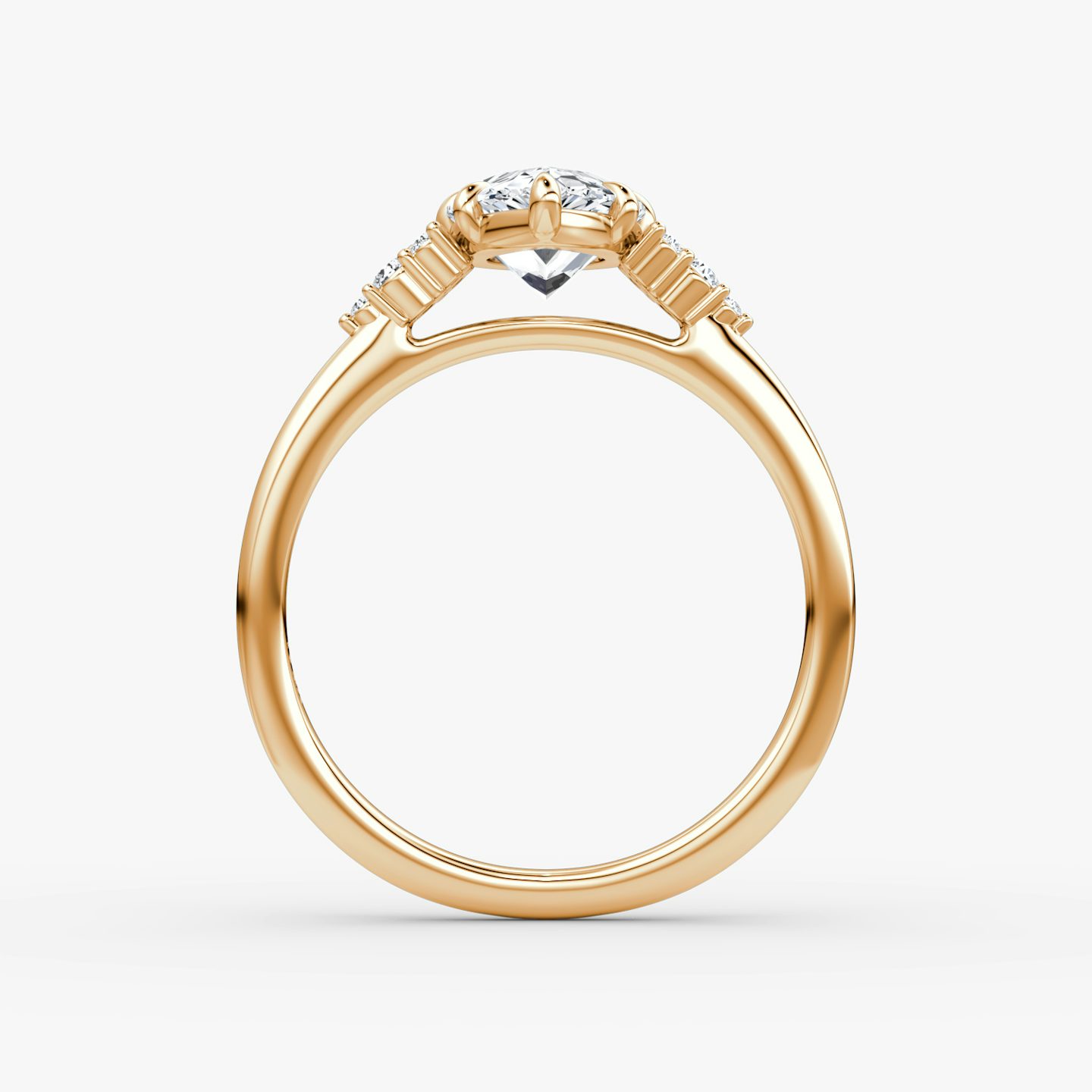 The Side Cluster Cathedral | Pear | 14k | Rose Gold | bandAccent: Plain | diamondOrientation: vertical | caratWeight: other