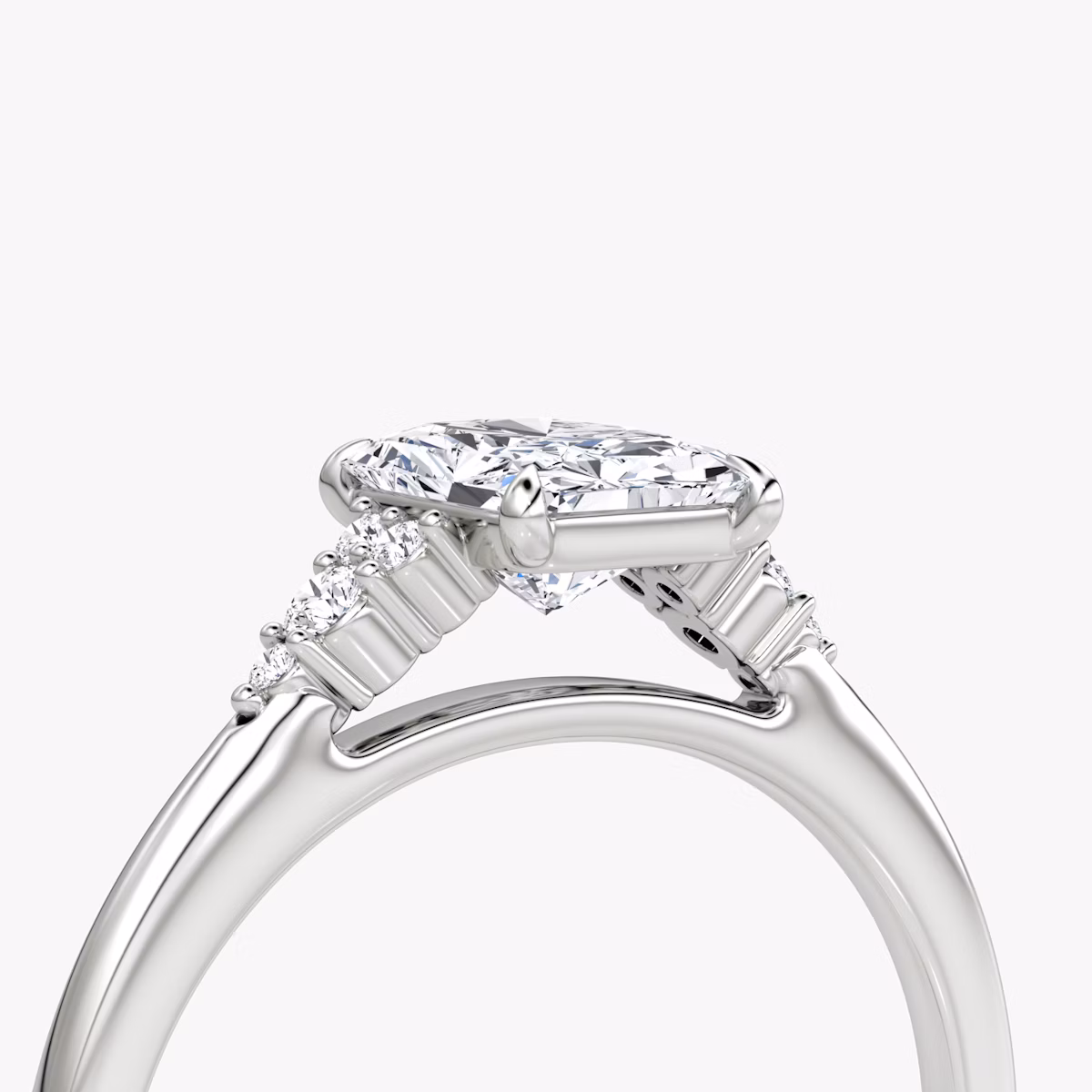 The Side Cluster Cathedral | Radiant | Platinum | bandAccent: Plain | diamondOrientation: vertical | caratWeight: other