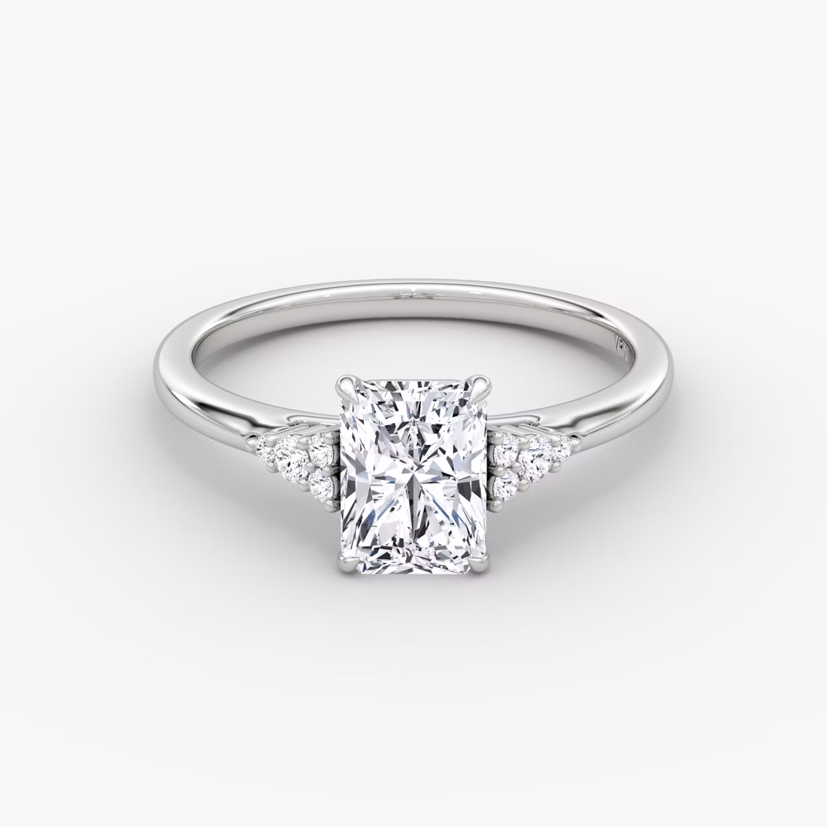 The Side Cluster Cathedral | Radiant | Platinum | bandAccent: Plain | diamondOrientation: vertical | caratWeight: other