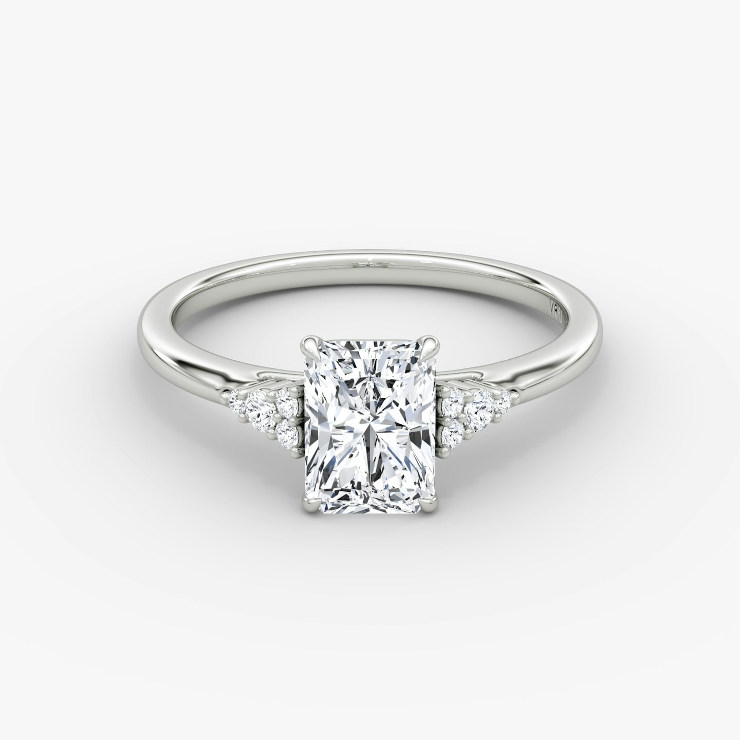 The Side Cluster Cathedral | Radiant | Platinum | bandAccent: Plain | diamondOrientation: vertical | caratWeight: other
