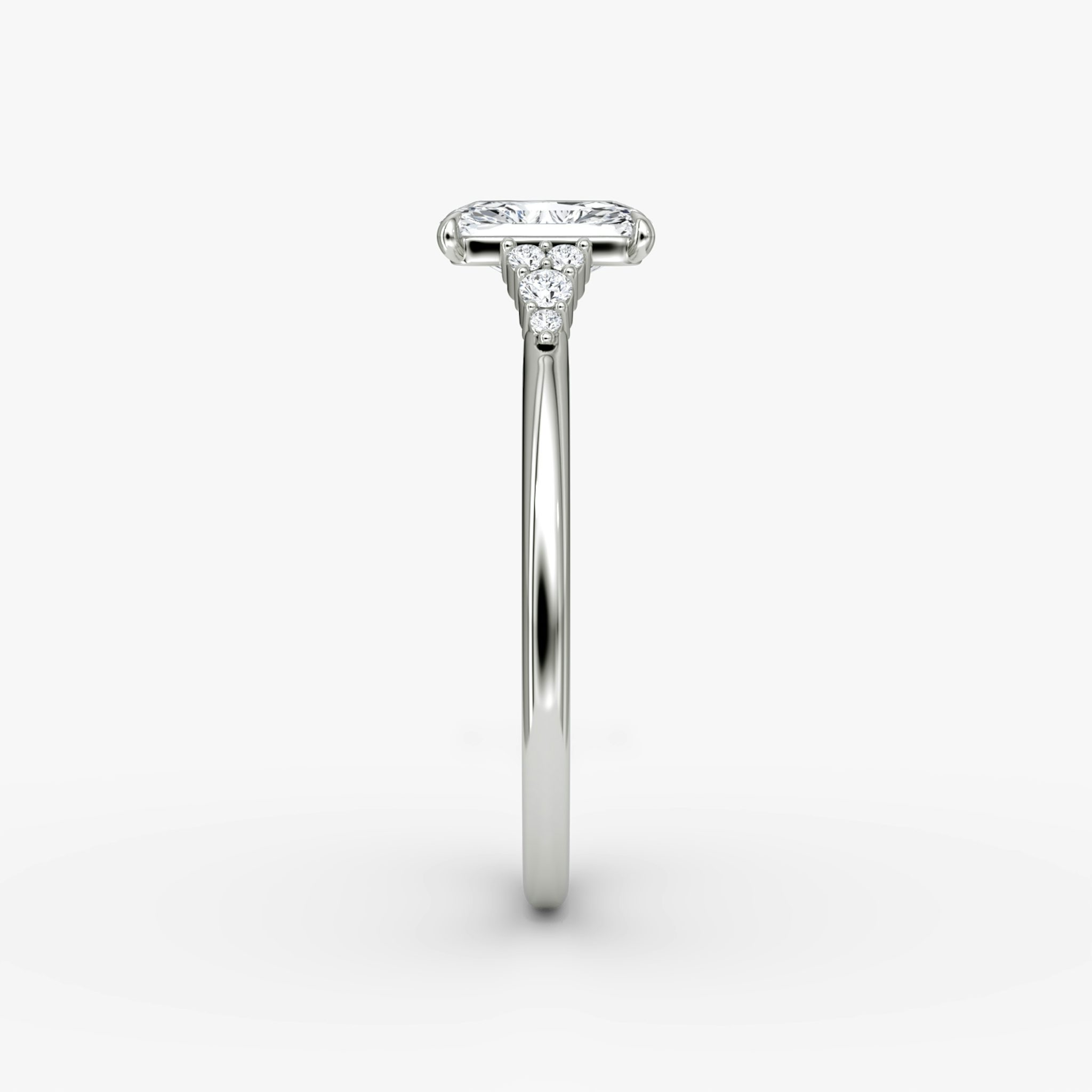 The Side Cluster Cathedral | Radiant | 18k | White Gold | bandAccent: Plain | diamondOrientation: vertical | caratWeight: other