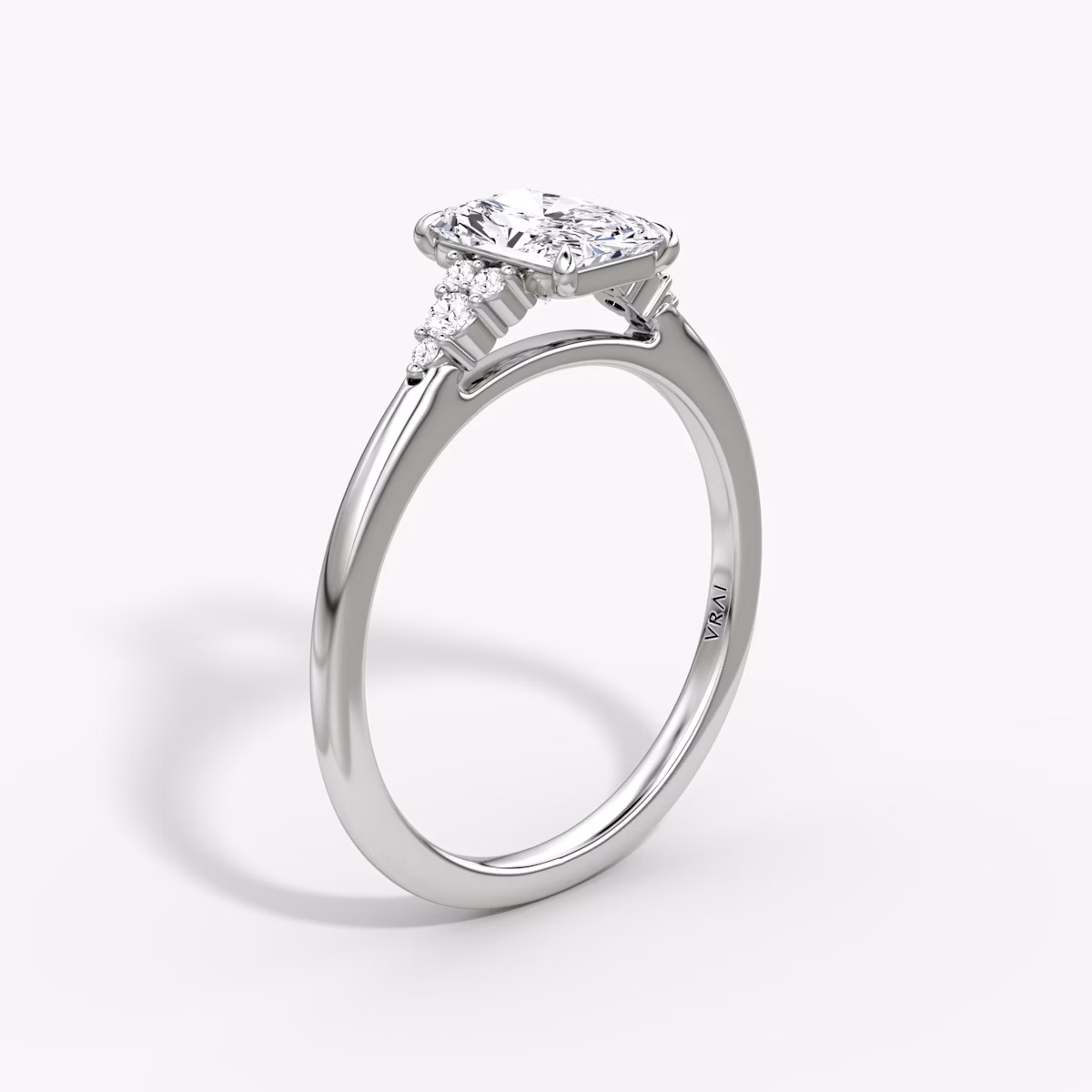 The Side Cluster Cathedral | Radiant | Platinum | bandAccent: Plain | diamondOrientation: vertical | caratWeight: other