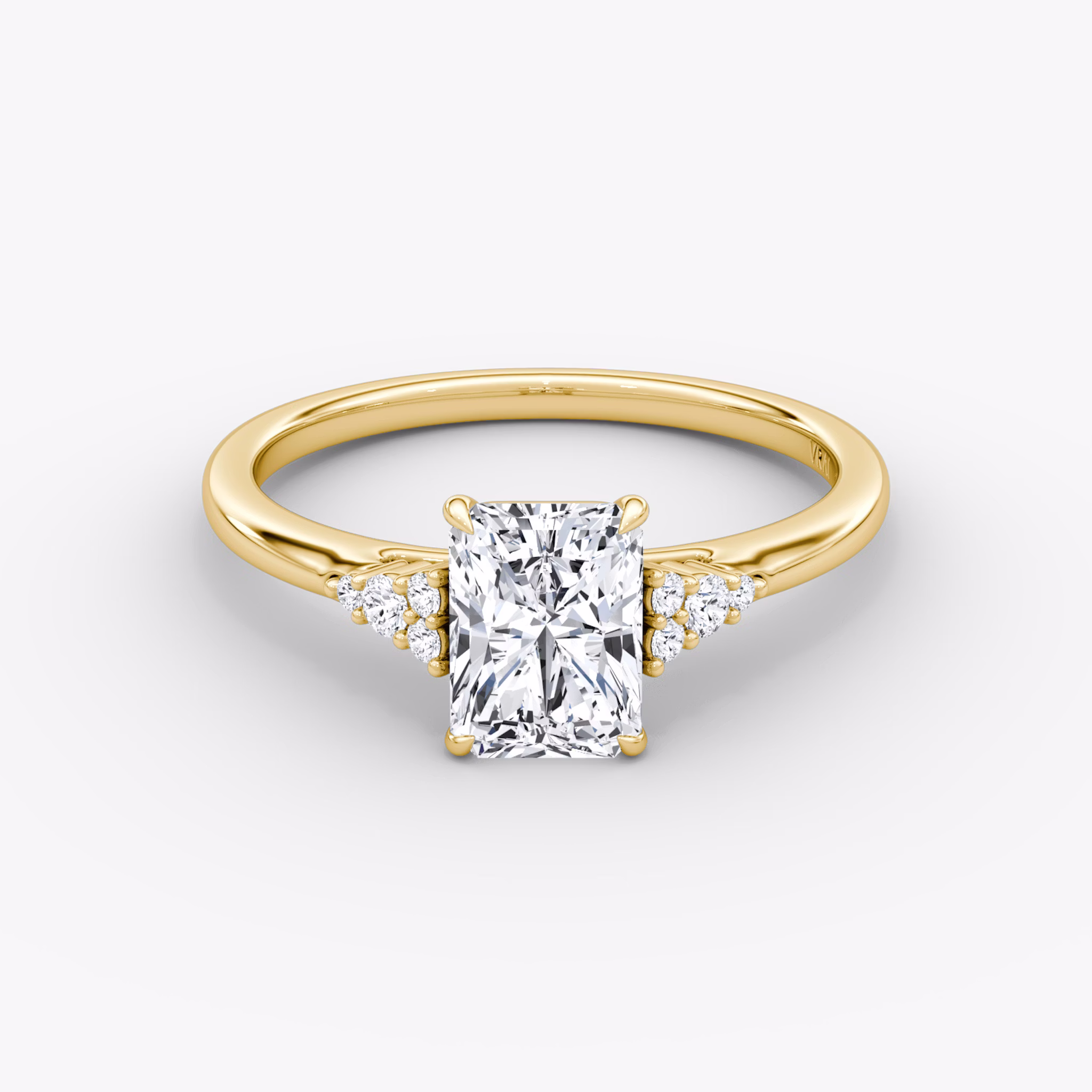 The Side Cluster Cathedral | Radiant | 18k | Yellow Gold | bandAccent: Plain | diamondOrientation: vertical | caratWeight: other