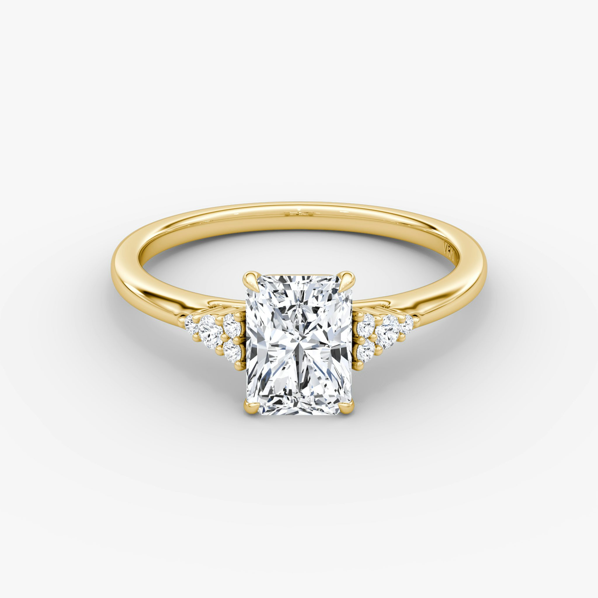 The Side Cluster Cathedral | Radiant | 18k | Yellow Gold | bandAccent: Plain | diamondOrientation: vertical | caratWeight: other