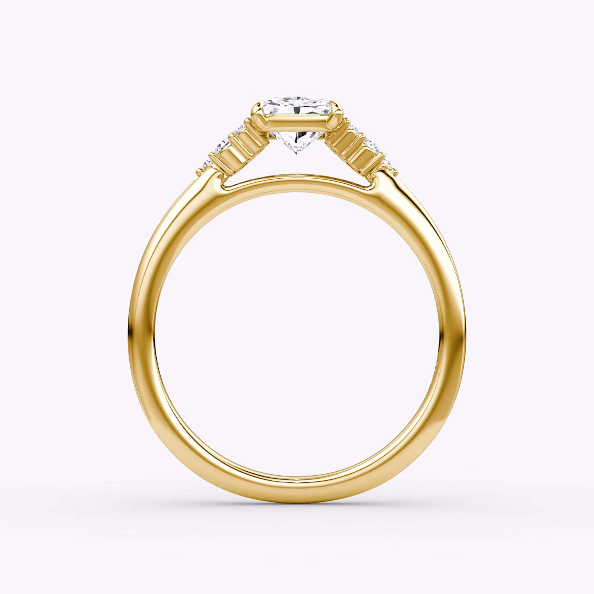 The Side Cluster Cathedral | Radiant | 18k | Yellow Gold | bandAccent: Plain | diamondOrientation: vertical | caratWeight: other