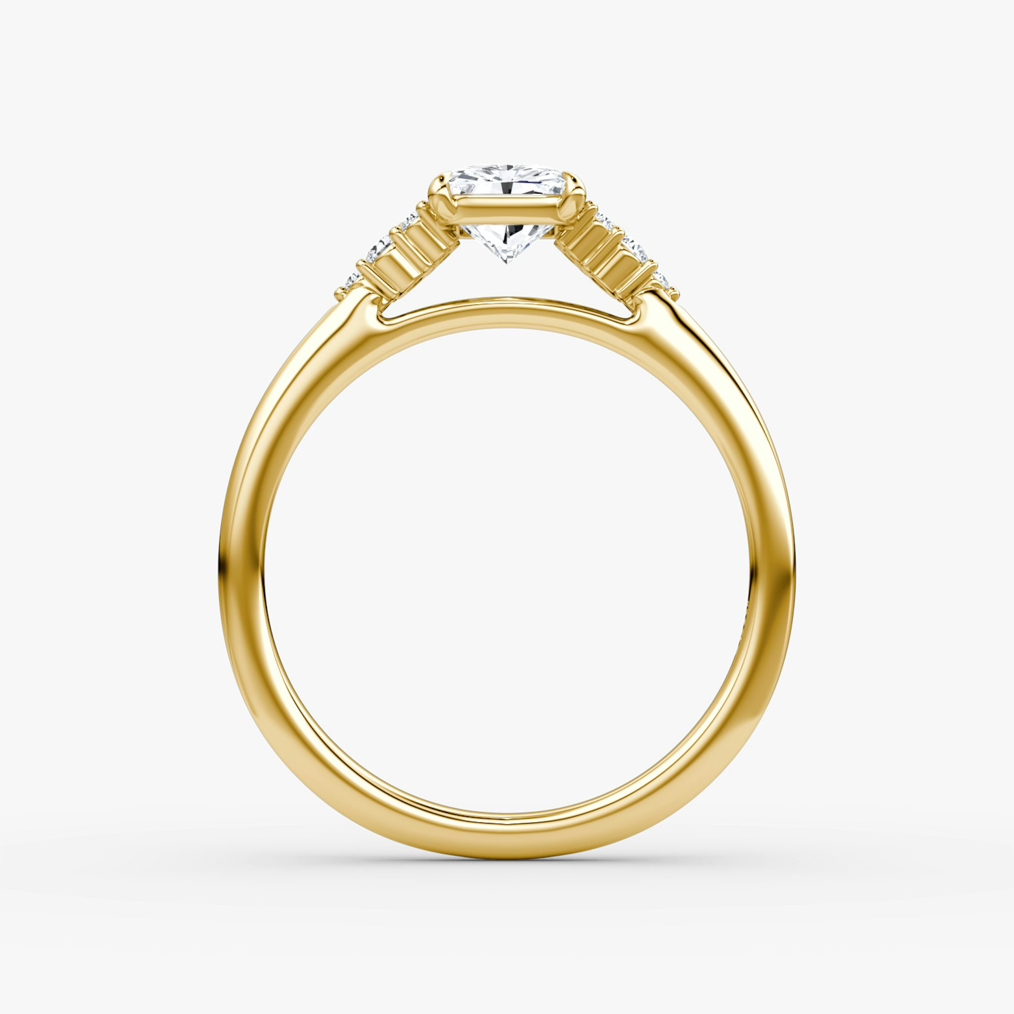 The Side Cluster Cathedral | Radiant | 18k | Yellow Gold | bandAccent: Plain | diamondOrientation: vertical | caratWeight: other