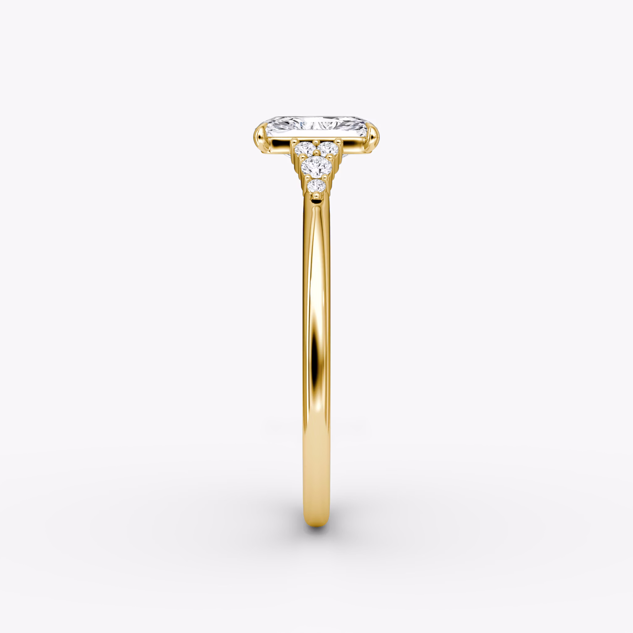 The Side Cluster Cathedral | Radiant | 18k | Yellow Gold | bandAccent: Plain | diamondOrientation: vertical | caratWeight: other