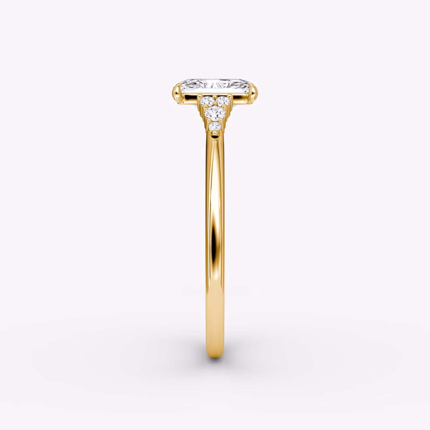 The Side Cluster Cathedral | Radiant | 18k | Yellow Gold | bandAccent: Plain | diamondOrientation: vertical | caratWeight: other