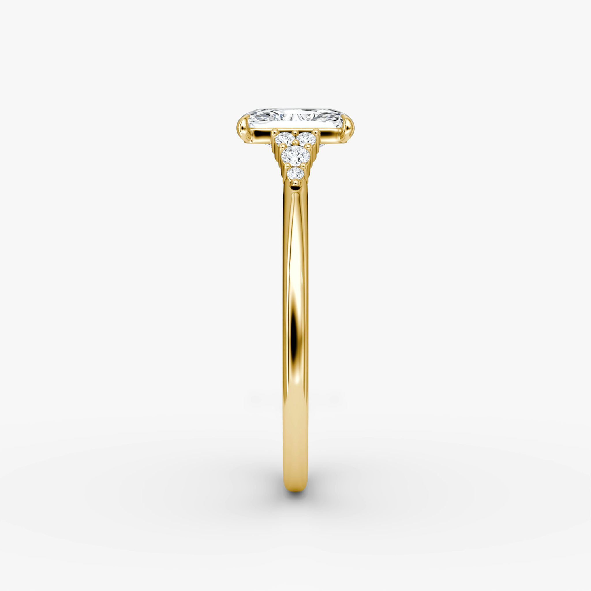 The Side Cluster Cathedral | Radiant | 18k | Yellow Gold | bandAccent: Plain | diamondOrientation: vertical | caratWeight: other
