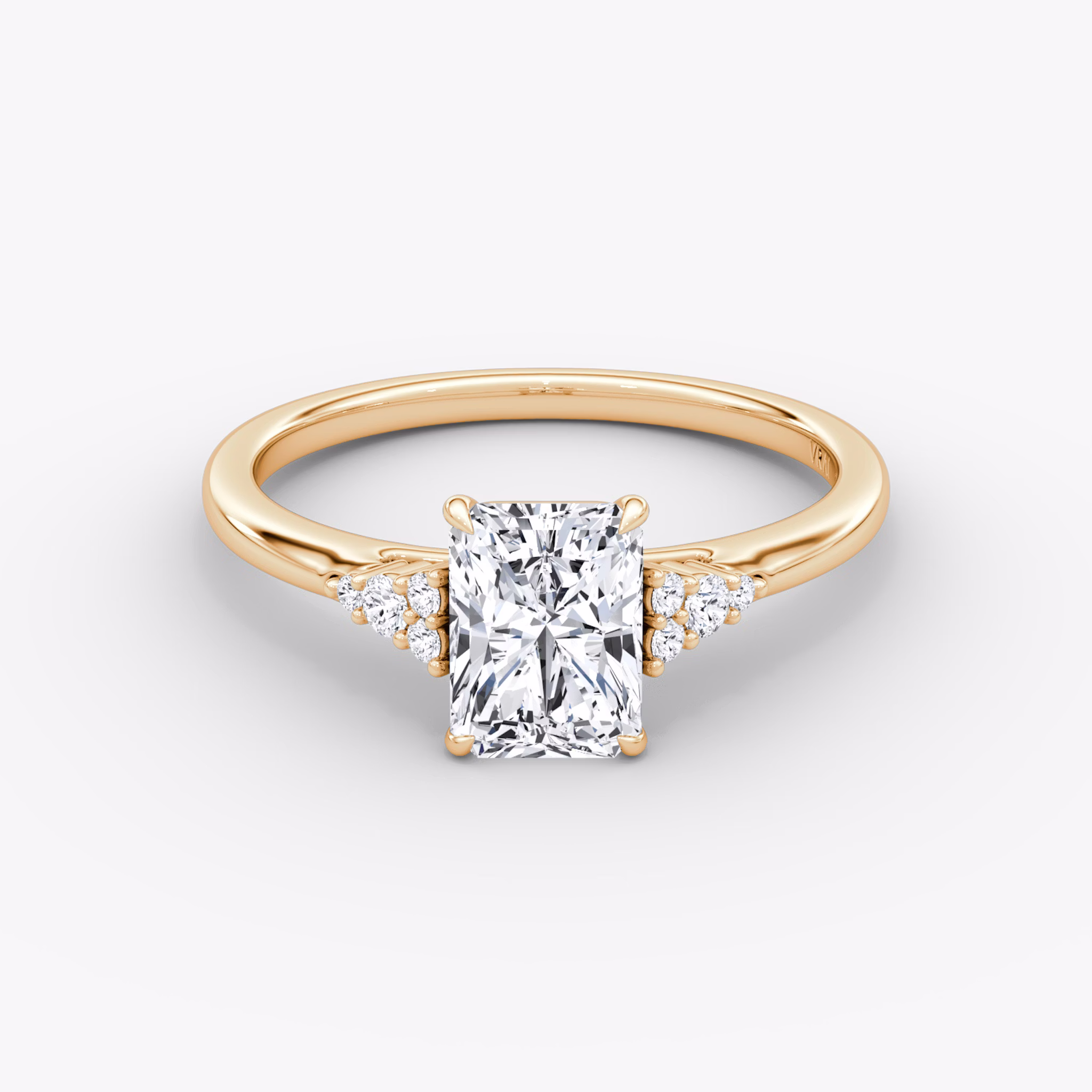 The Side Cluster Cathedral | Radiant | 14k | Rose Gold | bandAccent: Plain | diamondOrientation: vertical | caratWeight: other