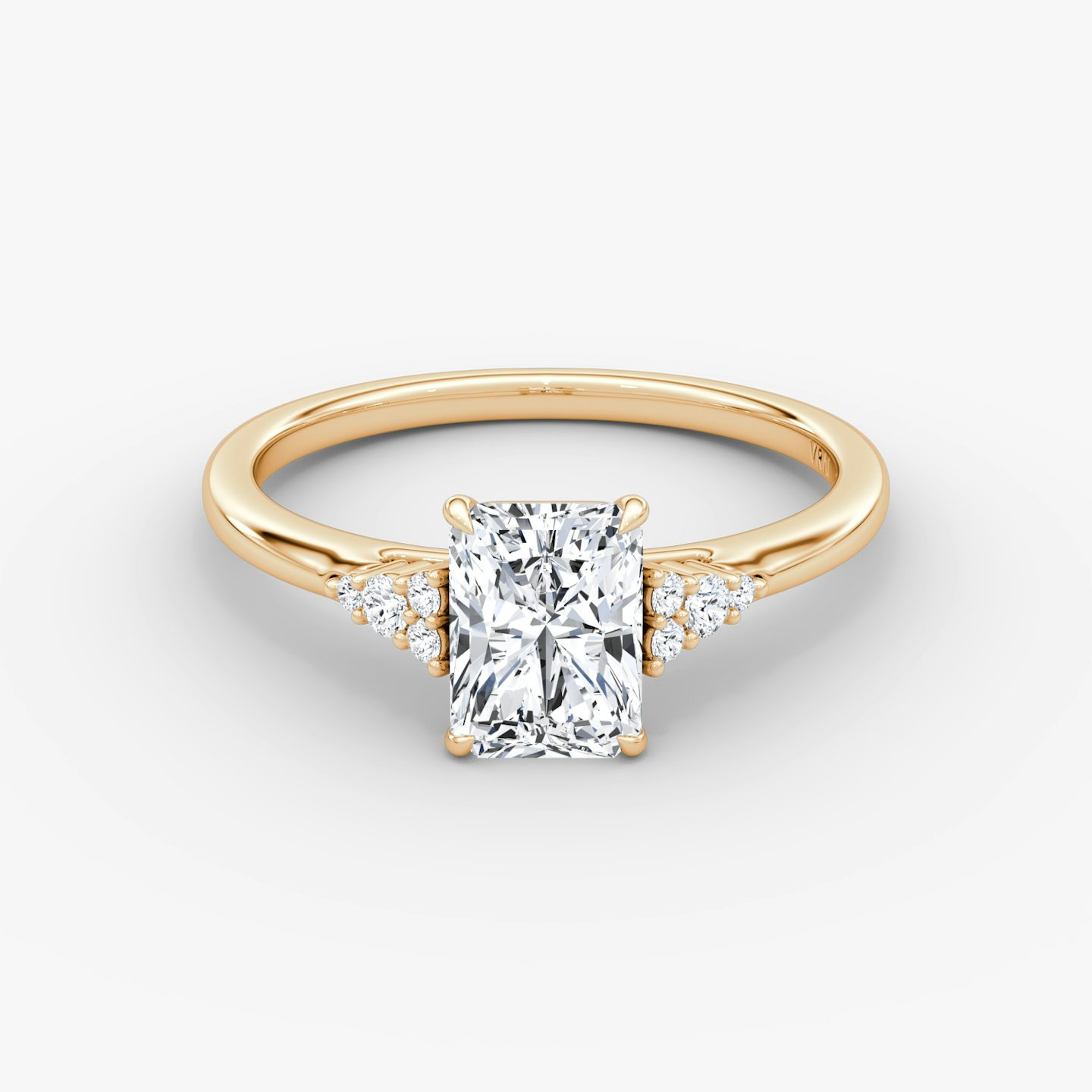 The Side Cluster Cathedral | Radiant | 14k | Rose Gold | bandAccent: Plain | diamondOrientation: vertical | caratWeight: other