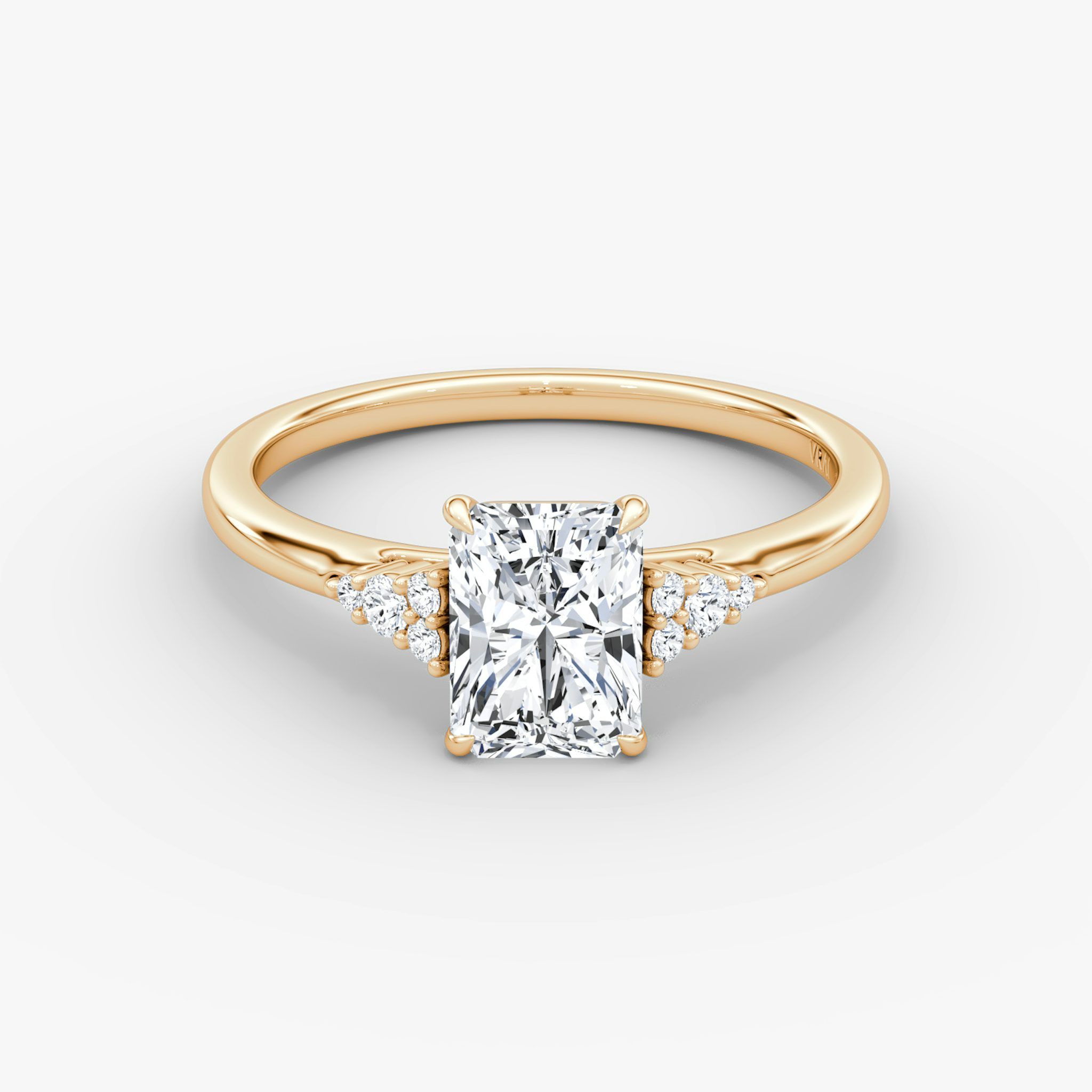 The Side Cluster Cathedral | Radiant | 14k | Rose Gold | bandAccent: Plain | diamondOrientation: vertical | caratWeight: other