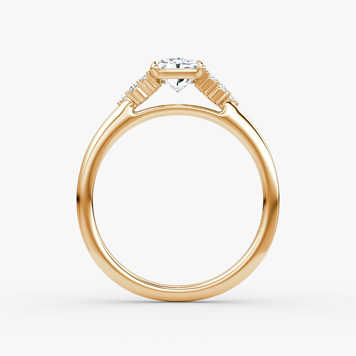 The Side Cluster Cathedral | Radiant | 14k | Rose Gold | bandAccent: Plain | diamondOrientation: vertical | caratWeight: other