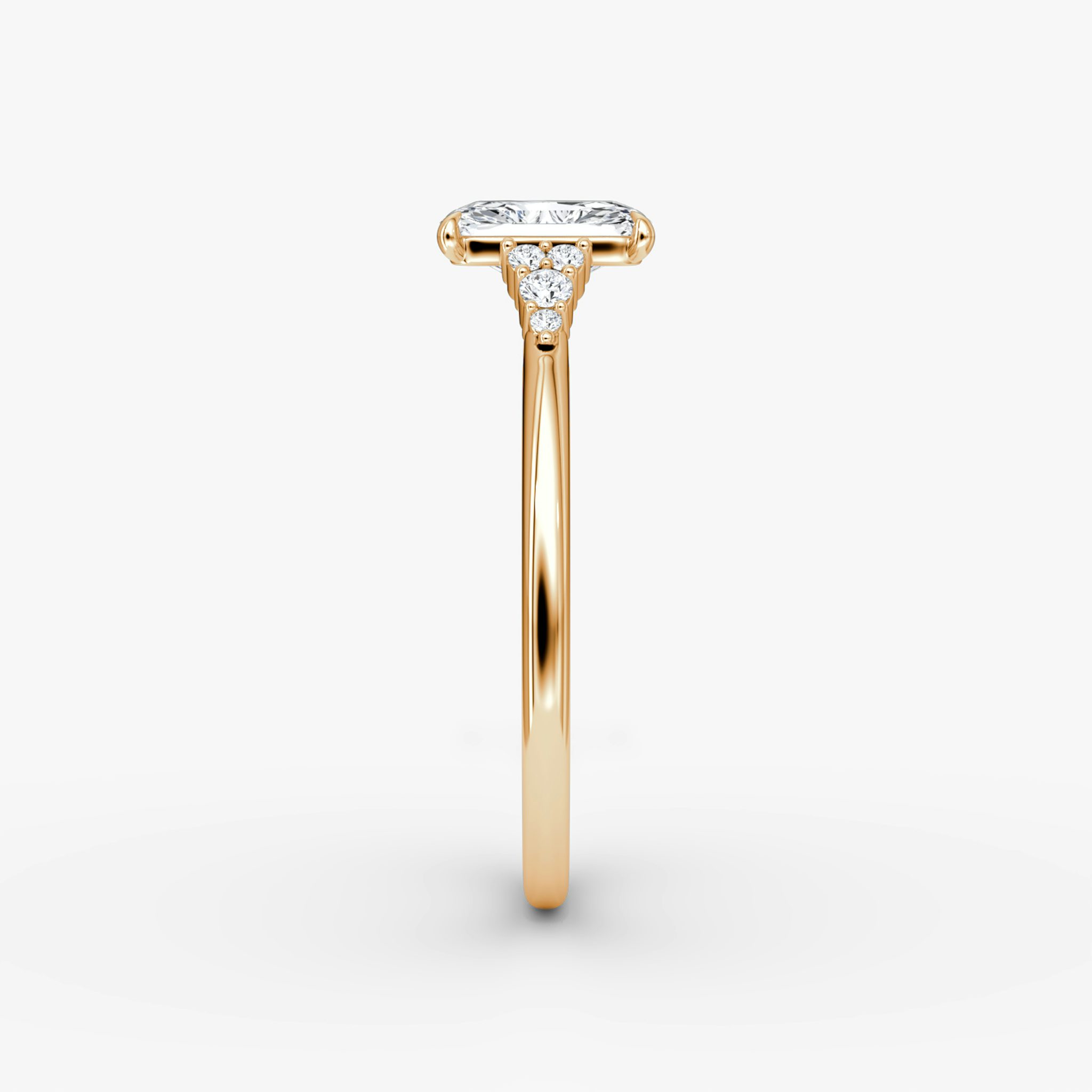 The Side Cluster Cathedral | Radiant | 14k | Rose Gold | bandAccent: Plain | diamondOrientation: vertical | caratWeight: other