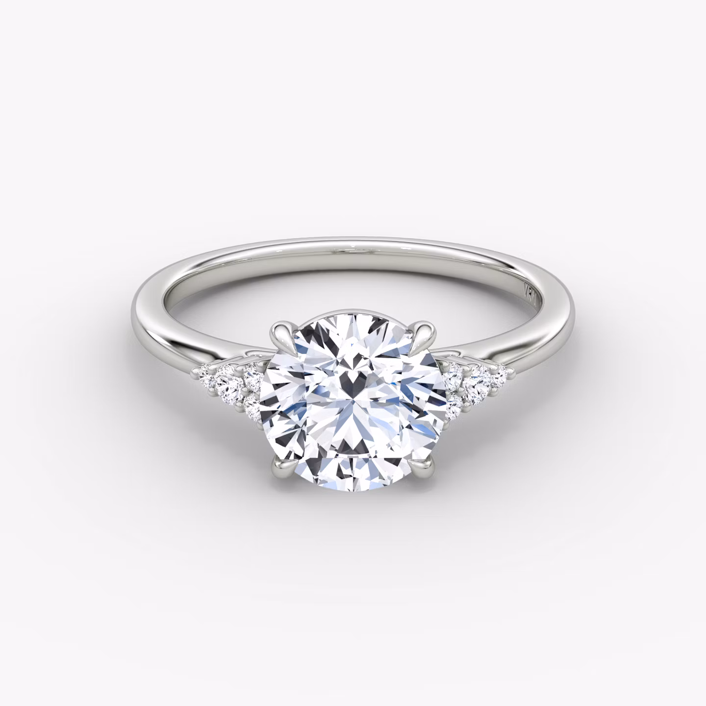 The Side Cluster Cathedral Round Brilliant | White Gold