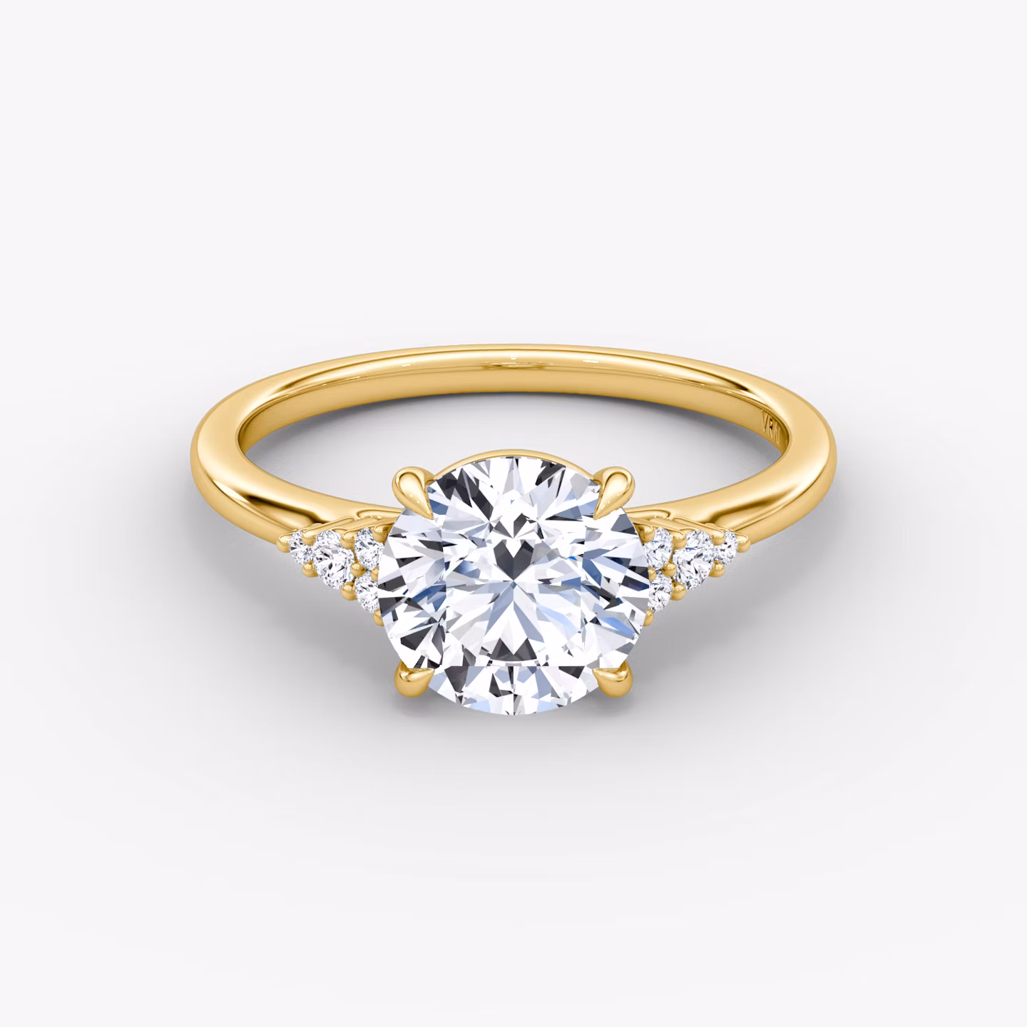 The Side Cluster Cathedral Round Brilliant | Yellow Gold