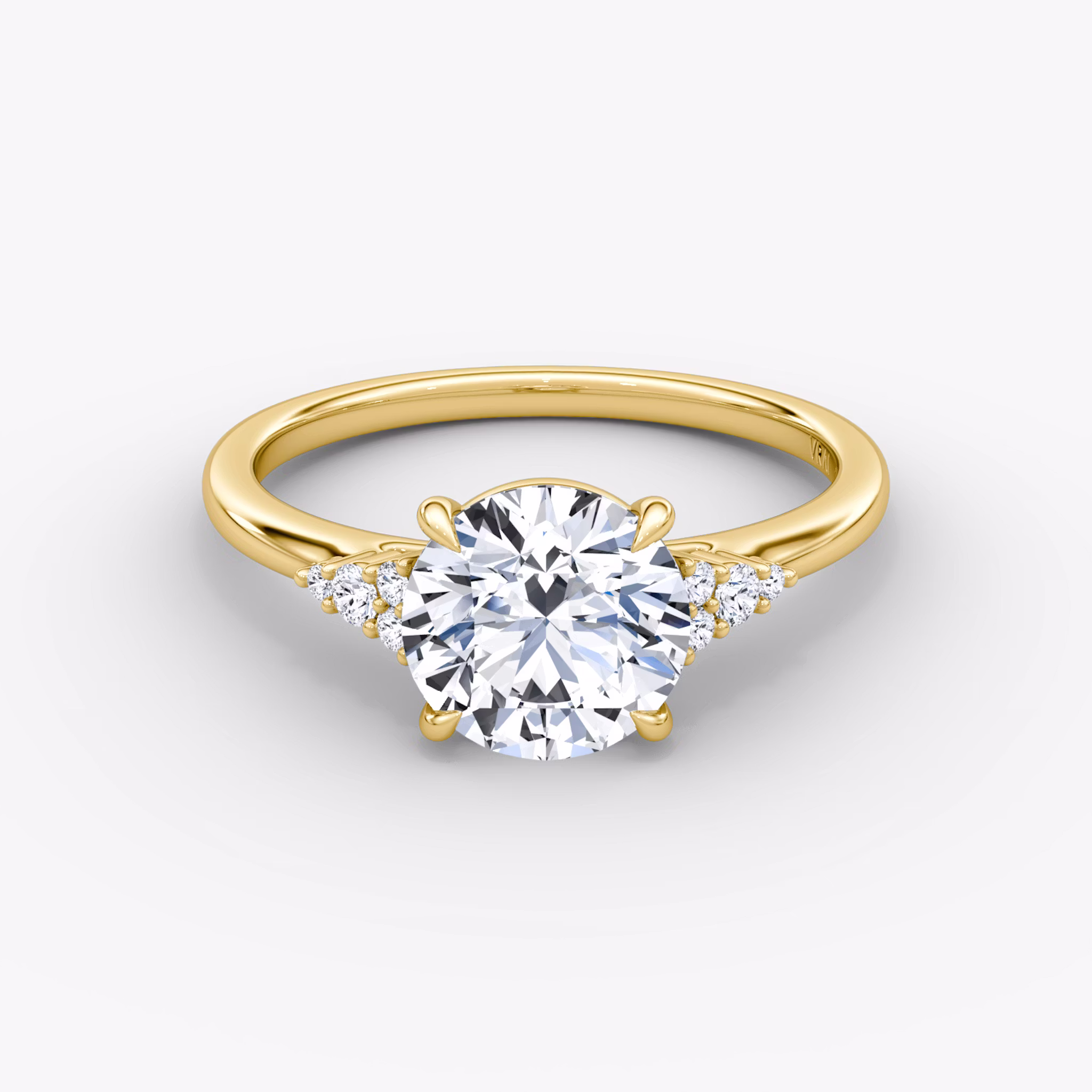 The Side Cluster Cathedral Round Brilliant | Yellow Gold