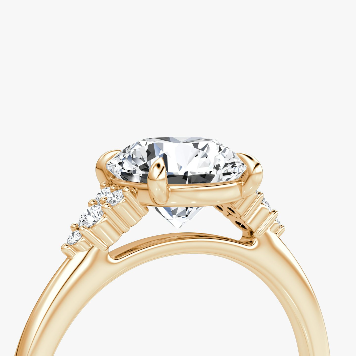The Side Cluster Cathedral | Round Brilliant | 14k | Rose Gold | bandAccent: Plain | caratWeight: 1.5ct | diamondOrientation: vertical
