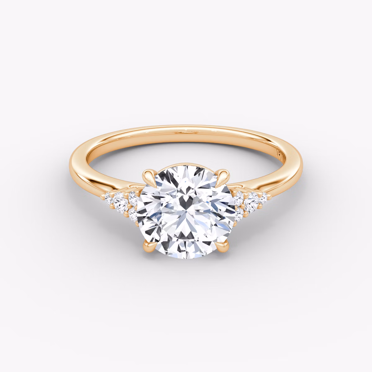 The Side Cluster Cathedral | Round Brilliant | 14k | Rose Gold | bandAccent: Plain | caratWeight: 1.0ct | diamondOrientation: vertical