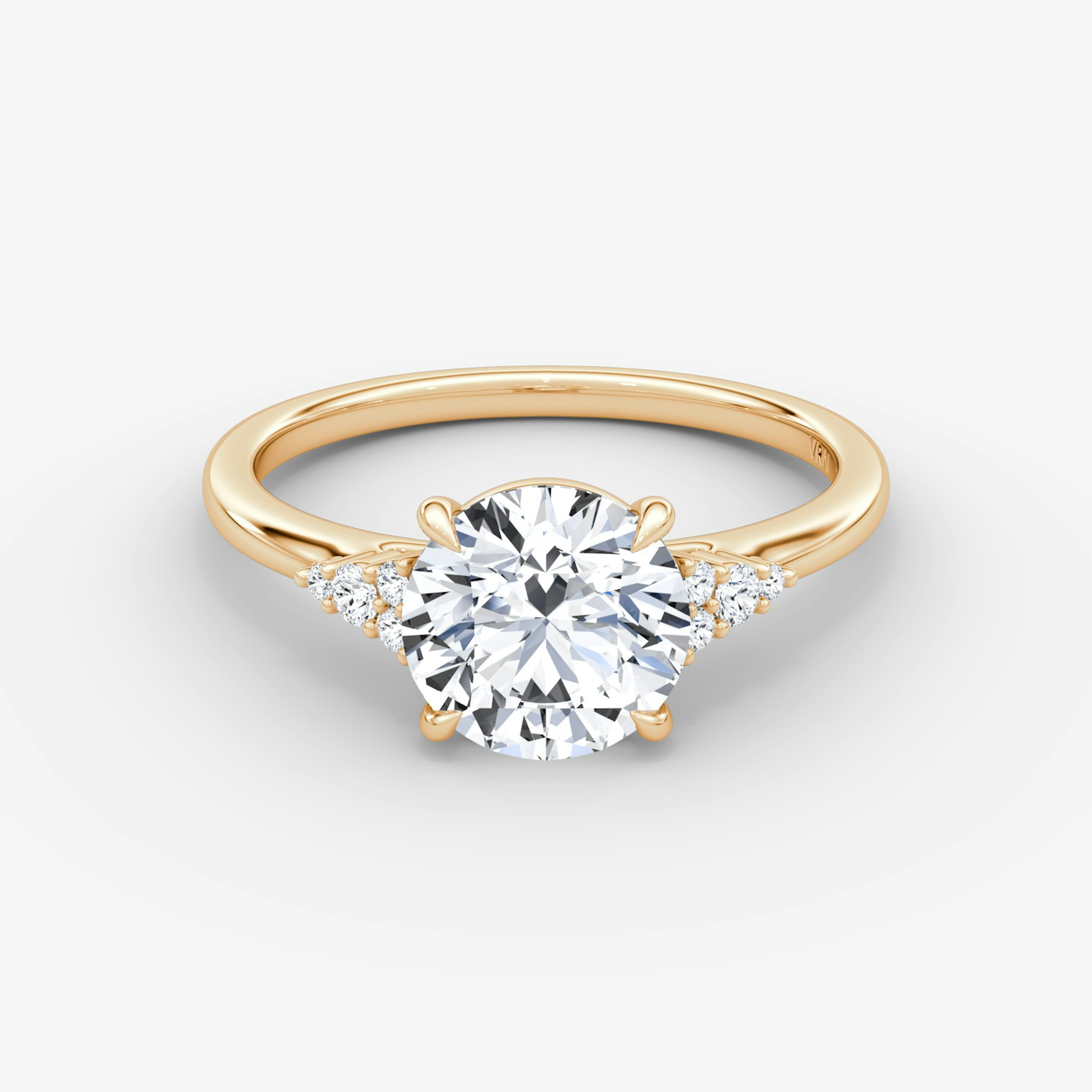 The Side Cluster Cathedral | Round Brilliant | 14k | Rose Gold | bandAccent: Plain | caratWeight: other | diamondOrientation: vertical