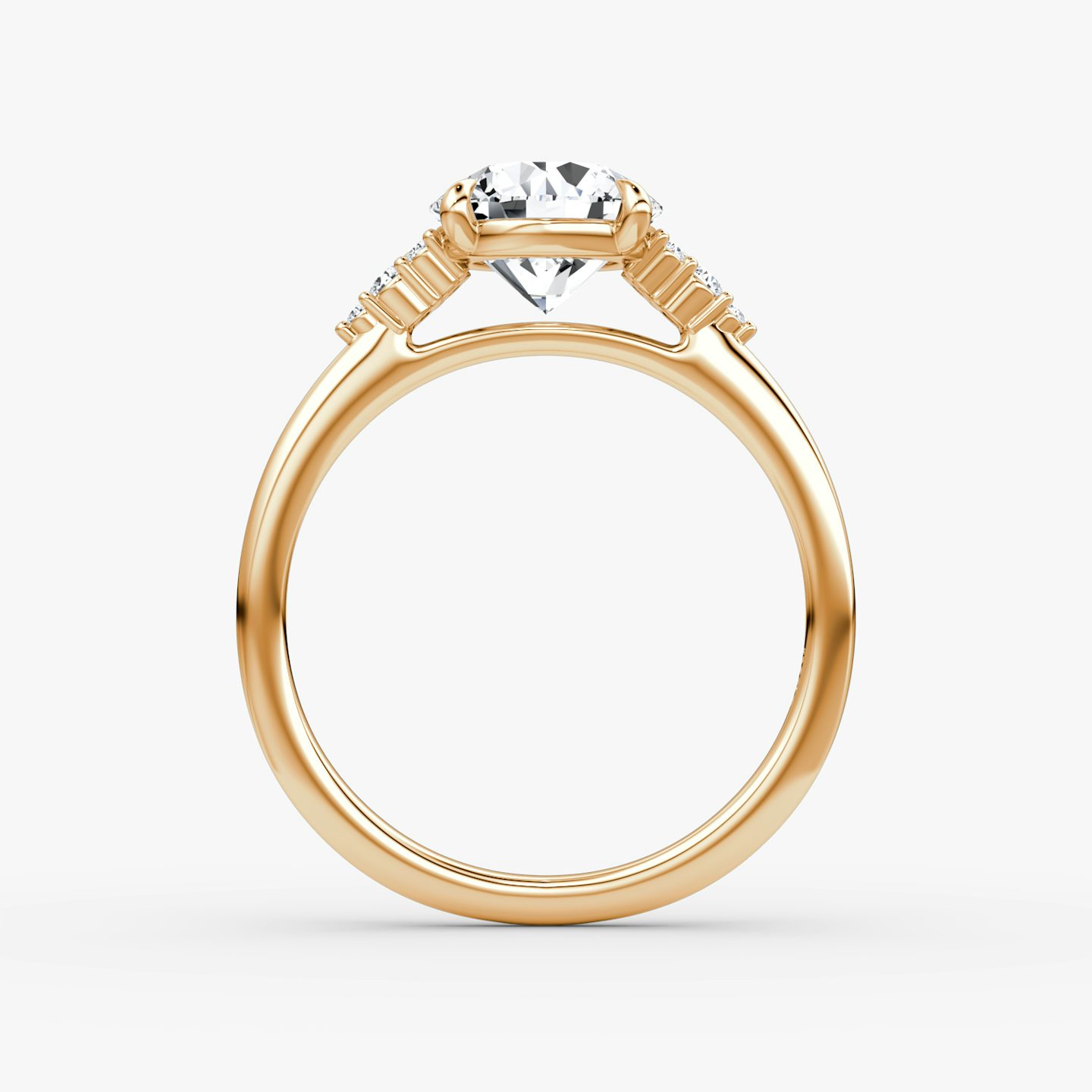 The Side Cluster Cathedral | Round Brilliant | 14k | Rose Gold | bandAccent: Plain | caratWeight: 1.5ct | diamondOrientation: vertical