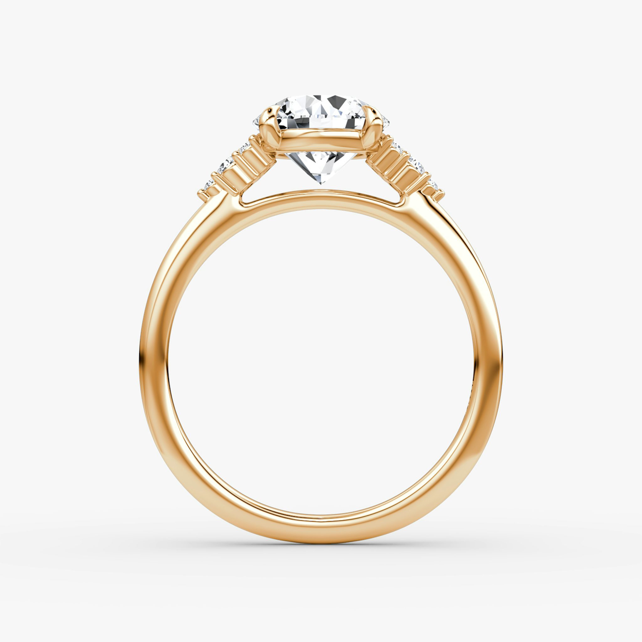 The Side Cluster Cathedral | Round Brilliant | 14k | Rose Gold | bandAccent: Plain | caratWeight: other | diamondOrientation: vertical