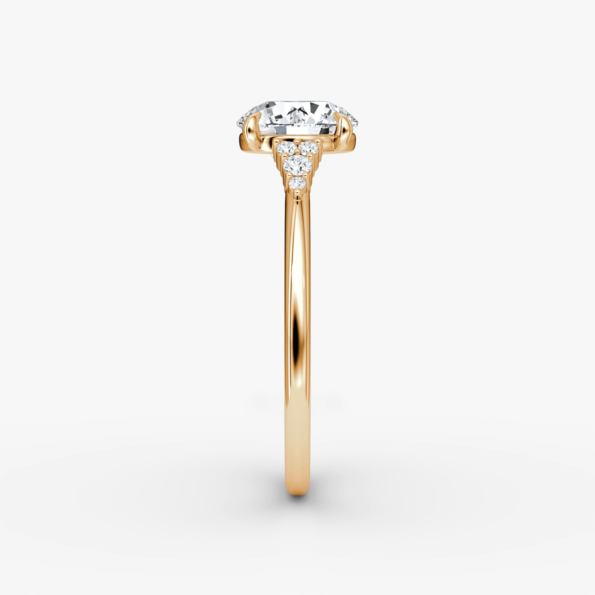 The Side Cluster Cathedral | Round Brilliant | 14k | Rose Gold | bandAccent: Plain | caratWeight: other | diamondOrientation: vertical