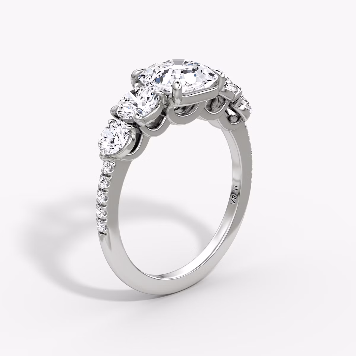 The Signature Five Stone | Asscher | Platinum | bandAccent: Pavé | diamondOrientation: vertical | caratWeight: other