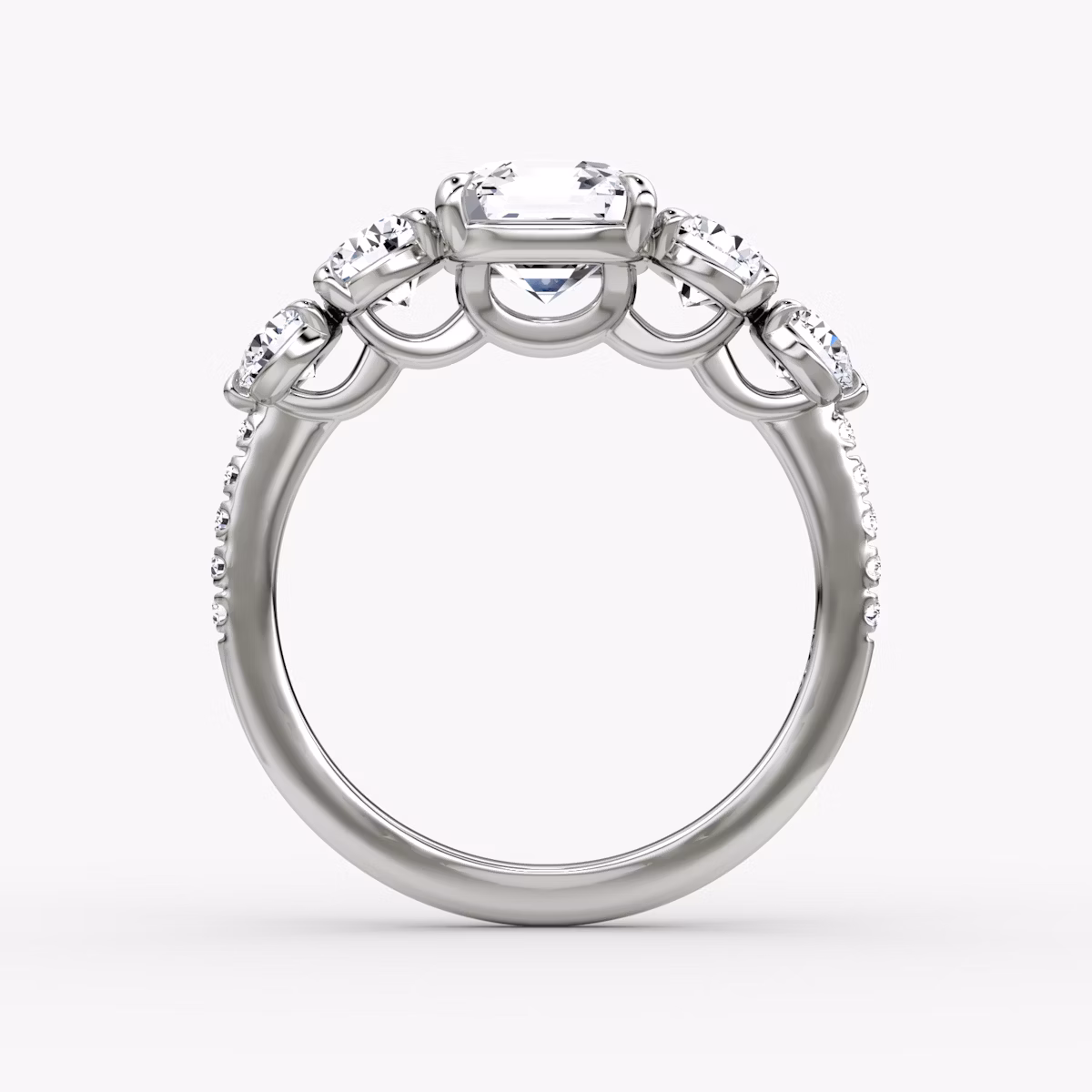The Signature Five Stone | Asscher | Platinum | bandAccent: Pavé | diamondOrientation: vertical | caratWeight: other
