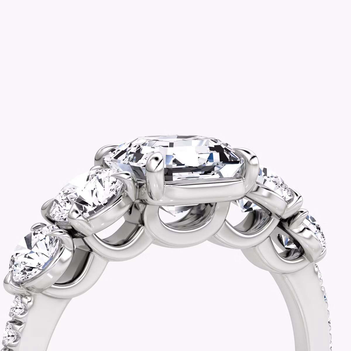 The Signature Five Stone | Asscher | Platinum | bandAccent: Pavé | diamondOrientation: vertical | caratWeight: other