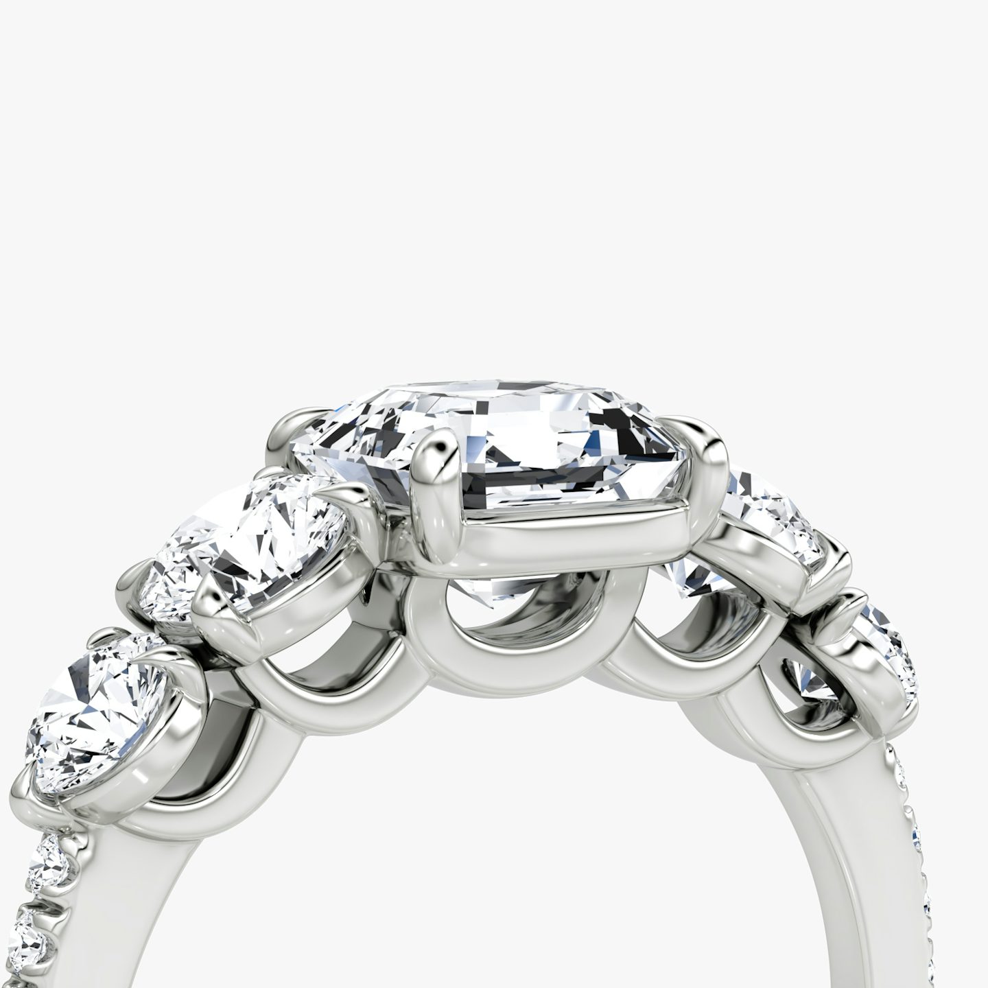 The Signature Five Stone | Asscher | 18k | White Gold | bandAccent: Pavé | diamondOrientation: vertical | caratWeight: other