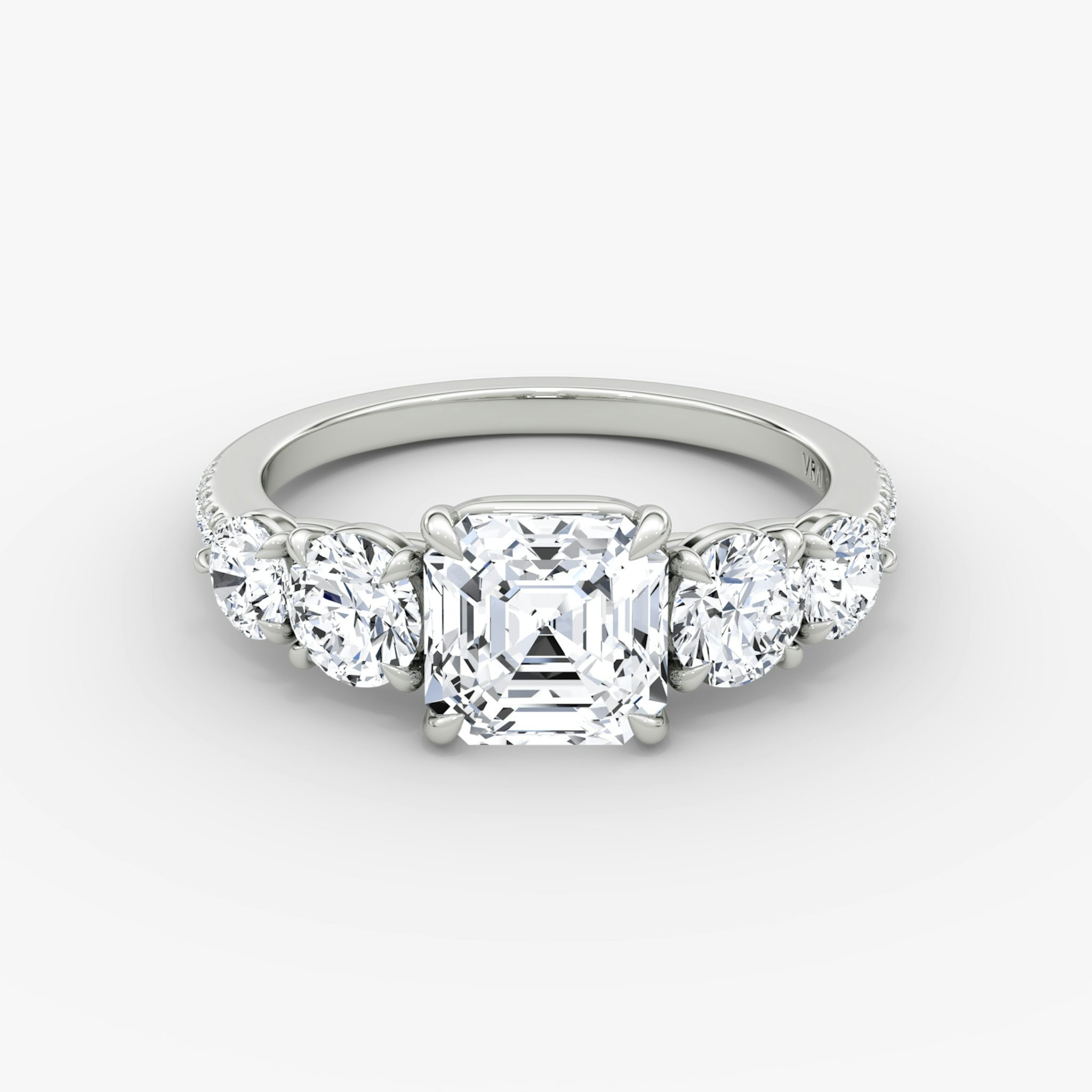 The Signature Five Stone | Asscher | 18k | White Gold | bandAccent: Pavé | diamondOrientation: vertical | caratWeight: other