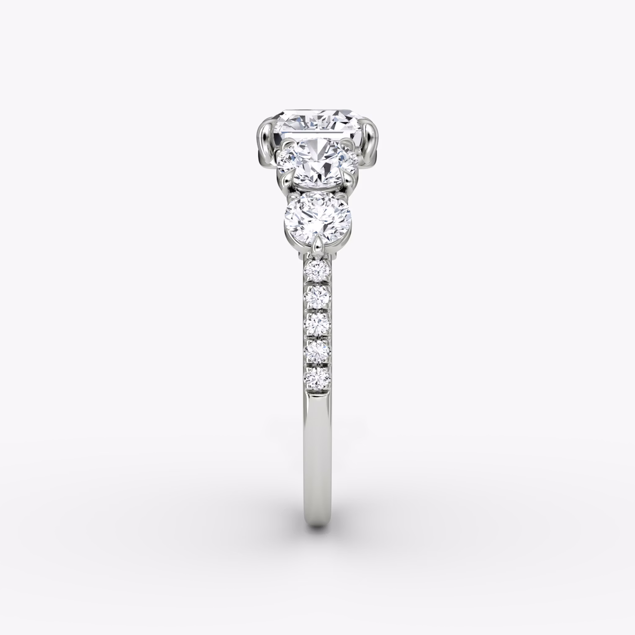 The Signature Five Stone | Asscher | 18k | White Gold | bandAccent: Pavé | diamondOrientation: vertical | caratWeight: other