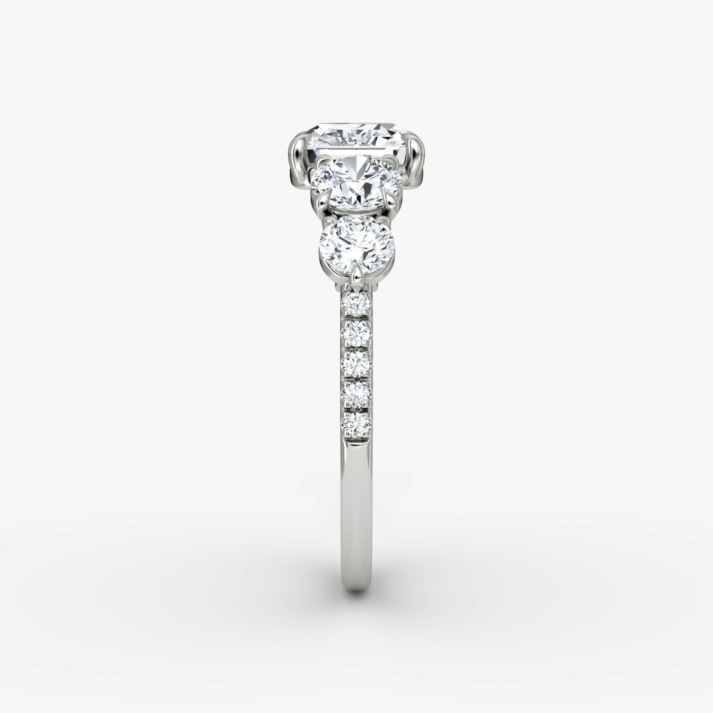 The Signature Five Stone | Asscher | 18k | White Gold | bandAccent: Pavé | diamondOrientation: vertical | caratWeight: other