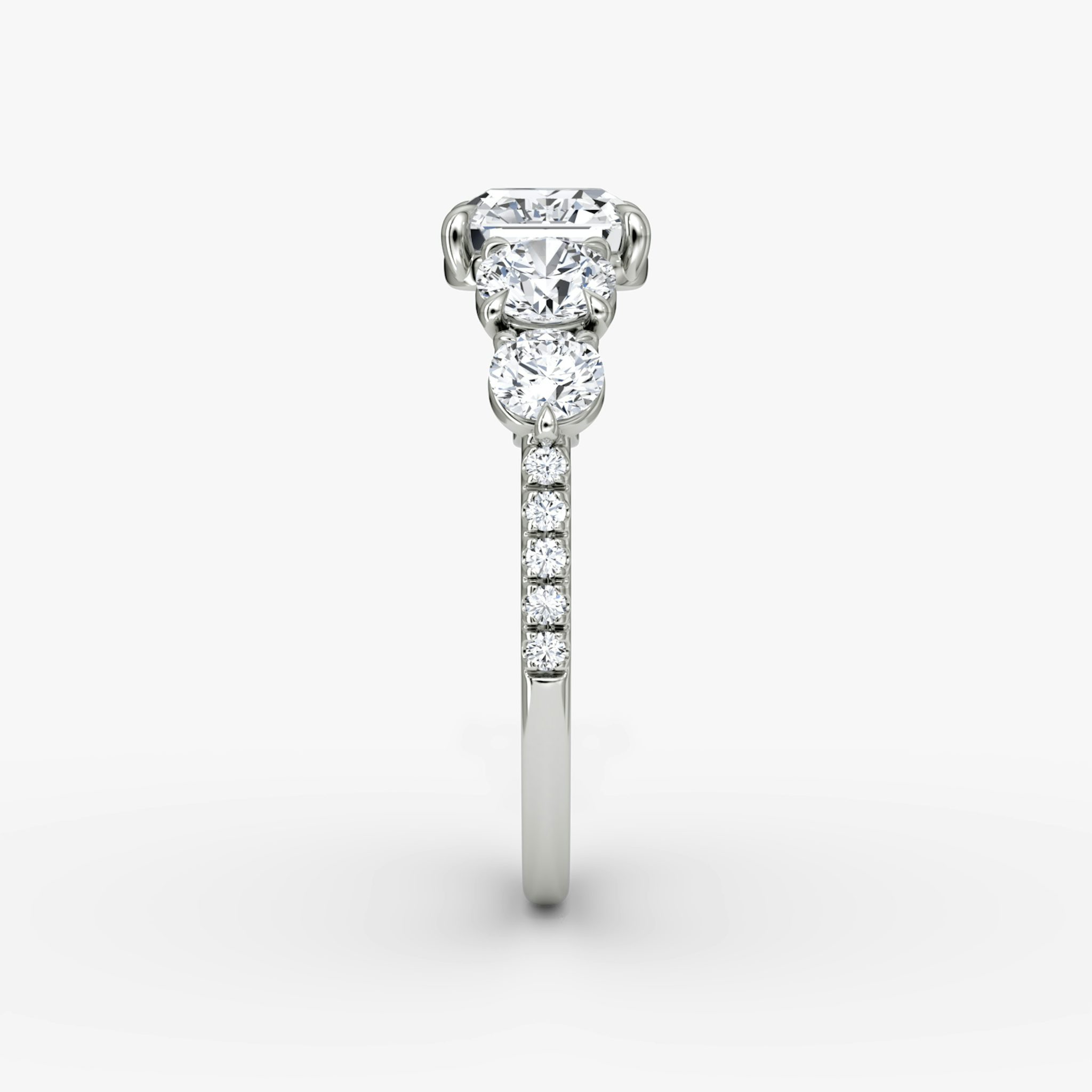 The Signature Five Stone | Asscher | 18k | White Gold | bandAccent: Pavé | diamondOrientation: vertical | caratWeight: other