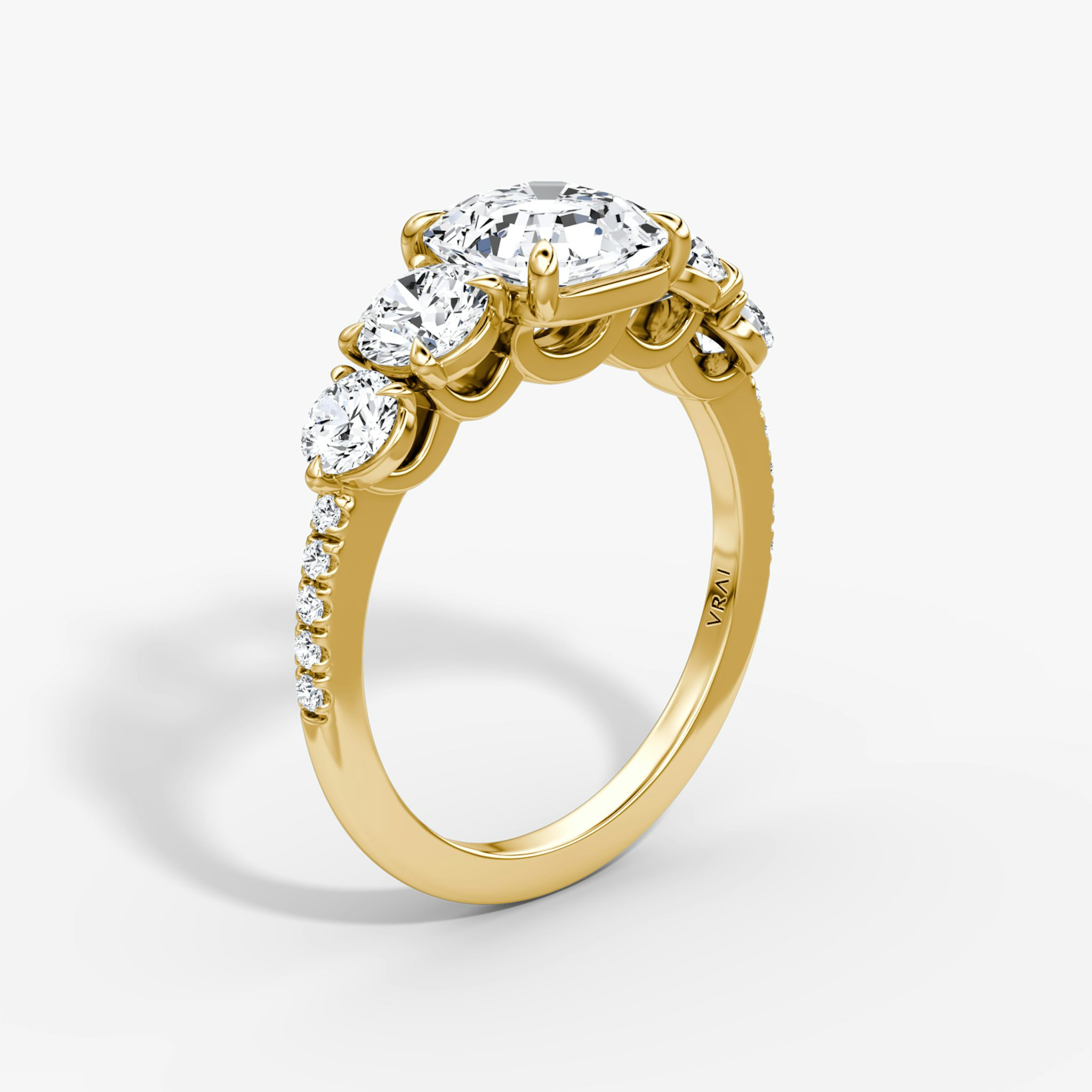 The Signature Five Stone | Asscher | 18k | Yellow Gold | bandAccent: Pavé | diamondOrientation: vertical | caratWeight: other