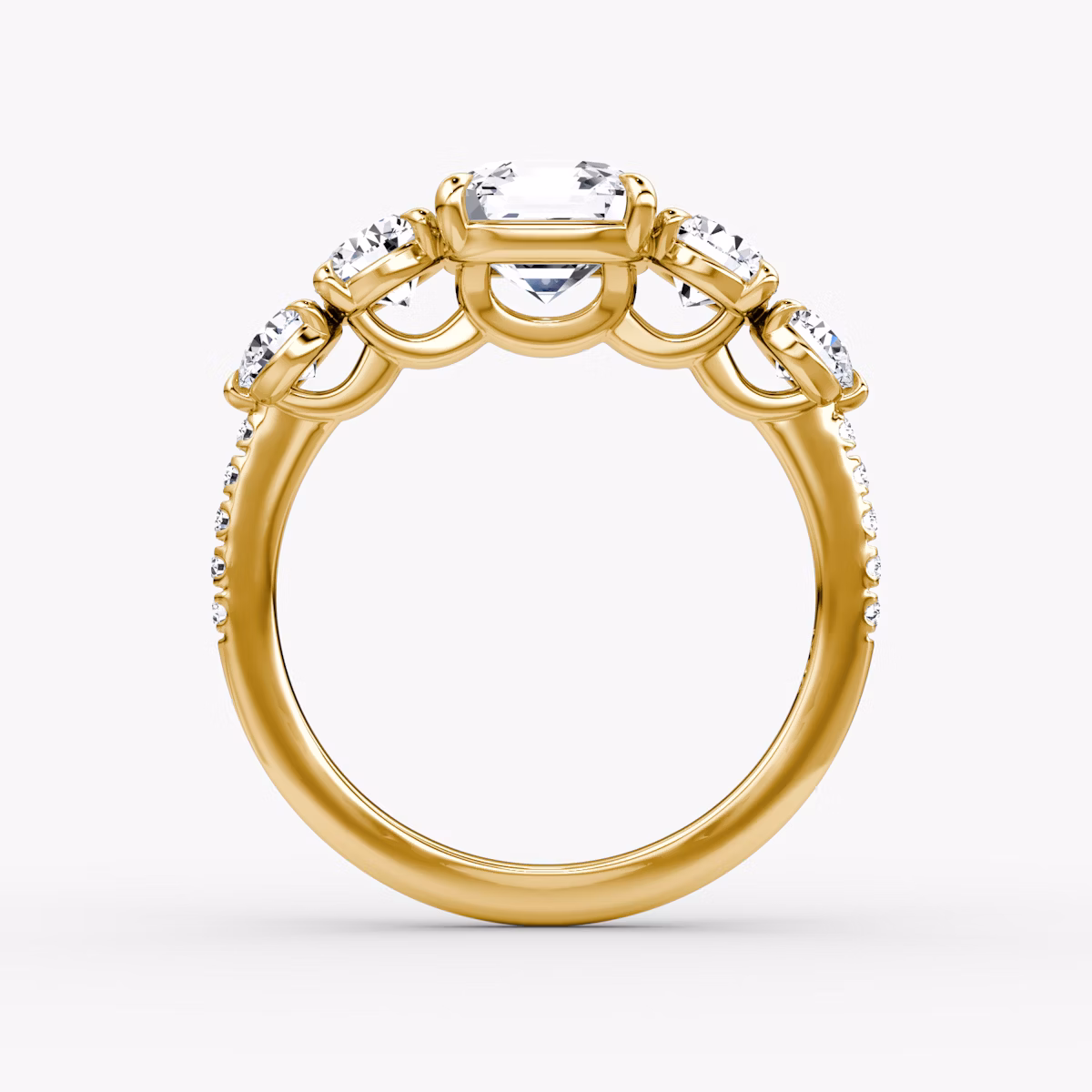 The Signature Five Stone | Asscher | 18k | Yellow Gold | bandAccent: Pavé | diamondOrientation: vertical | caratWeight: other