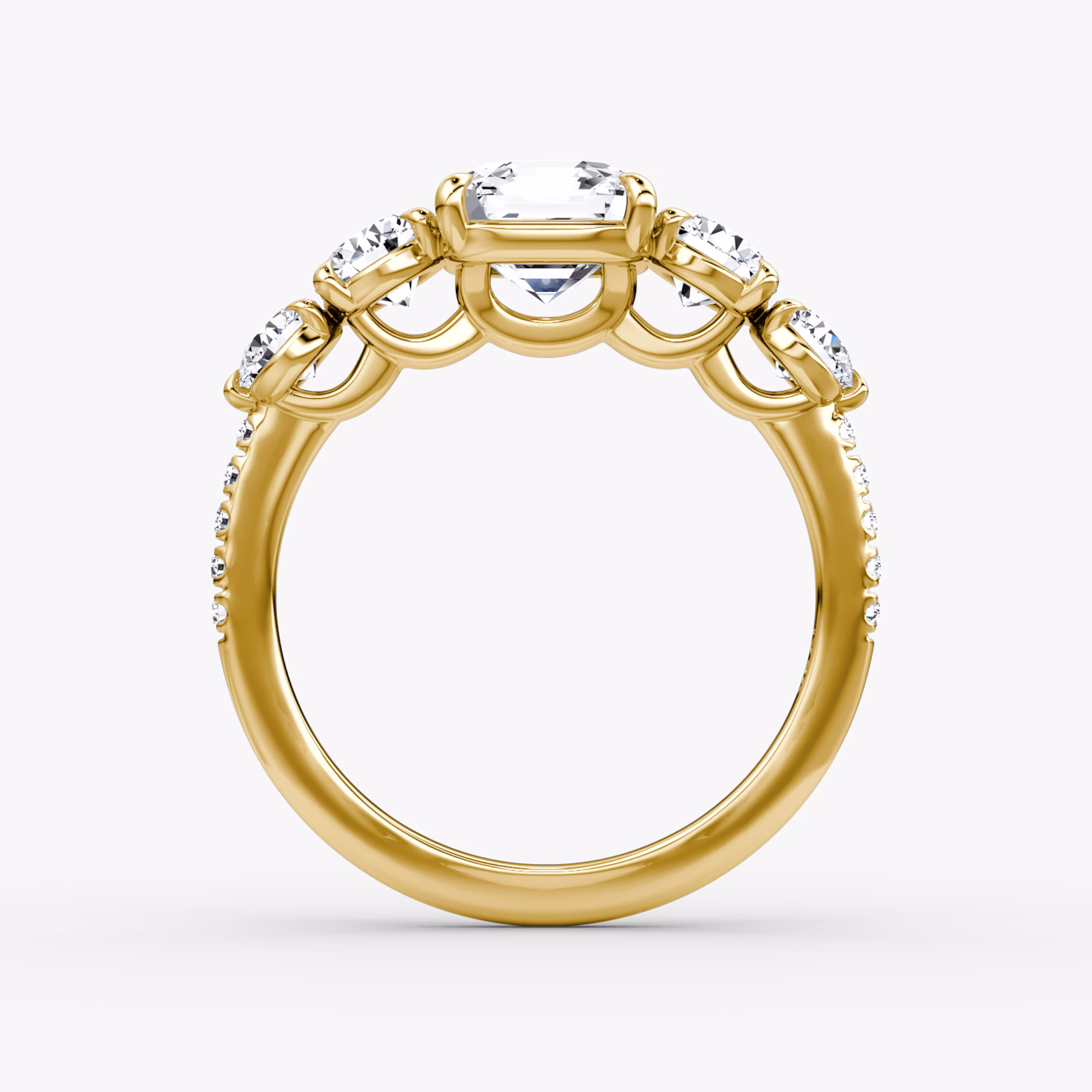 The Signature Five Stone | Asscher | 18k | Yellow Gold | bandAccent: Pavé | diamondOrientation: vertical | caratWeight: other