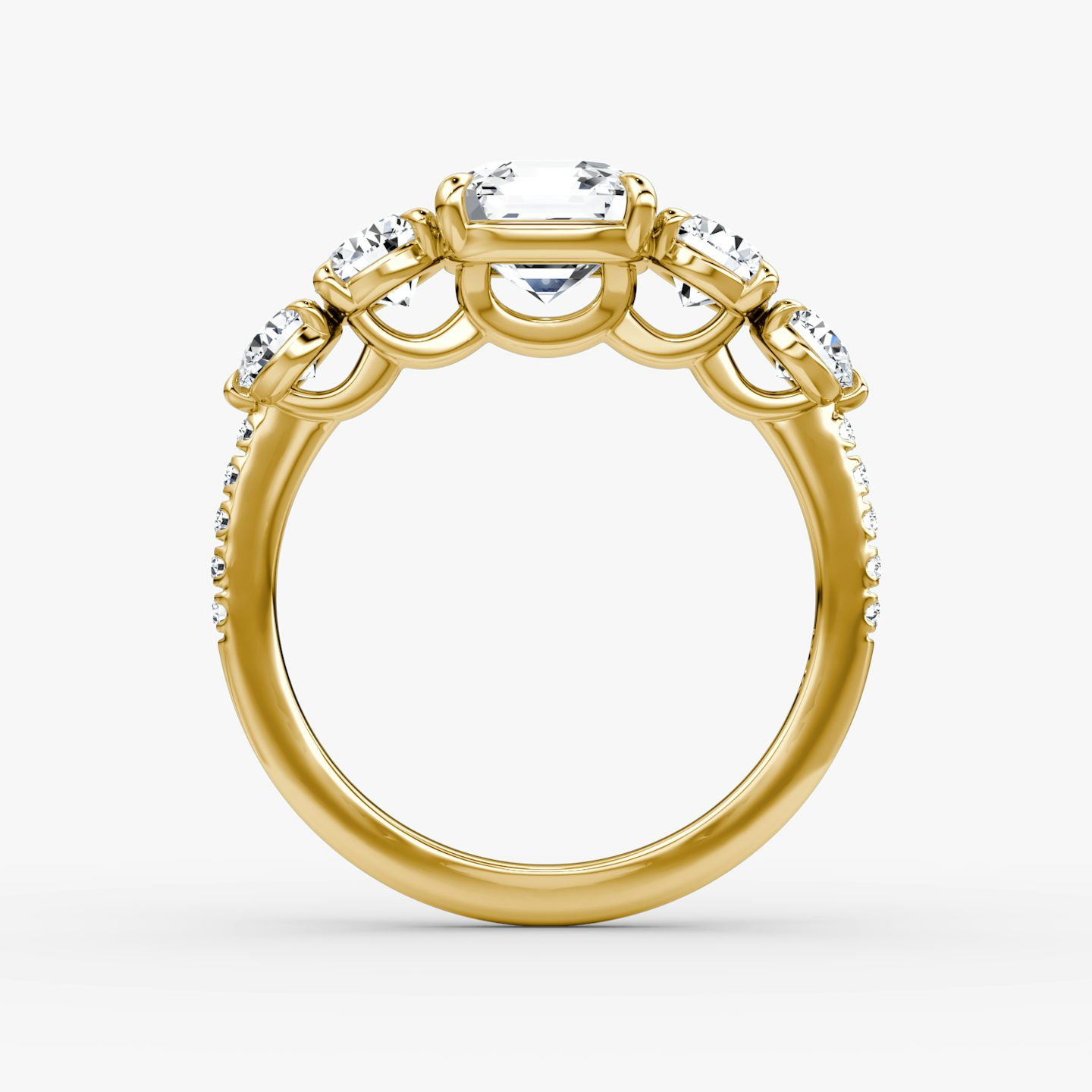 Signature Five Stone | Asscher | 18k | Gelbgold | bandAccent: Mit Pavé-Besatz | diamondOrientation: vertical | caratWeight: other