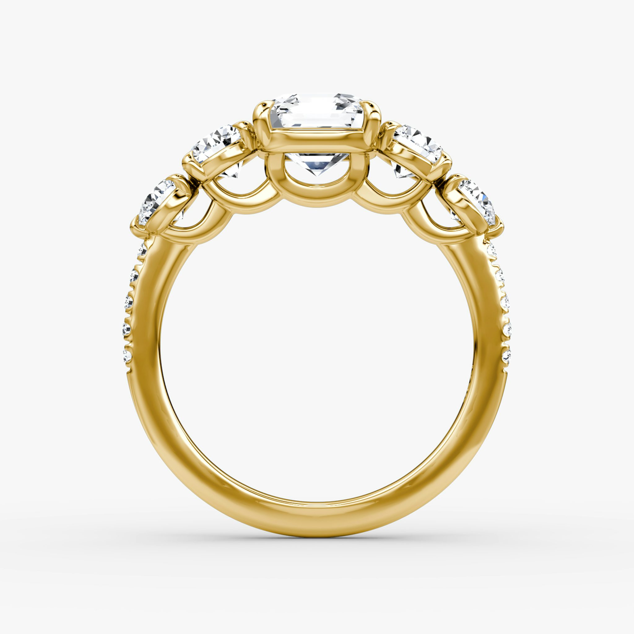 The Signature Five Stone | Asscher | 18k | Yellow Gold | bandAccent: Pavé | diamondOrientation: vertical | caratWeight: other