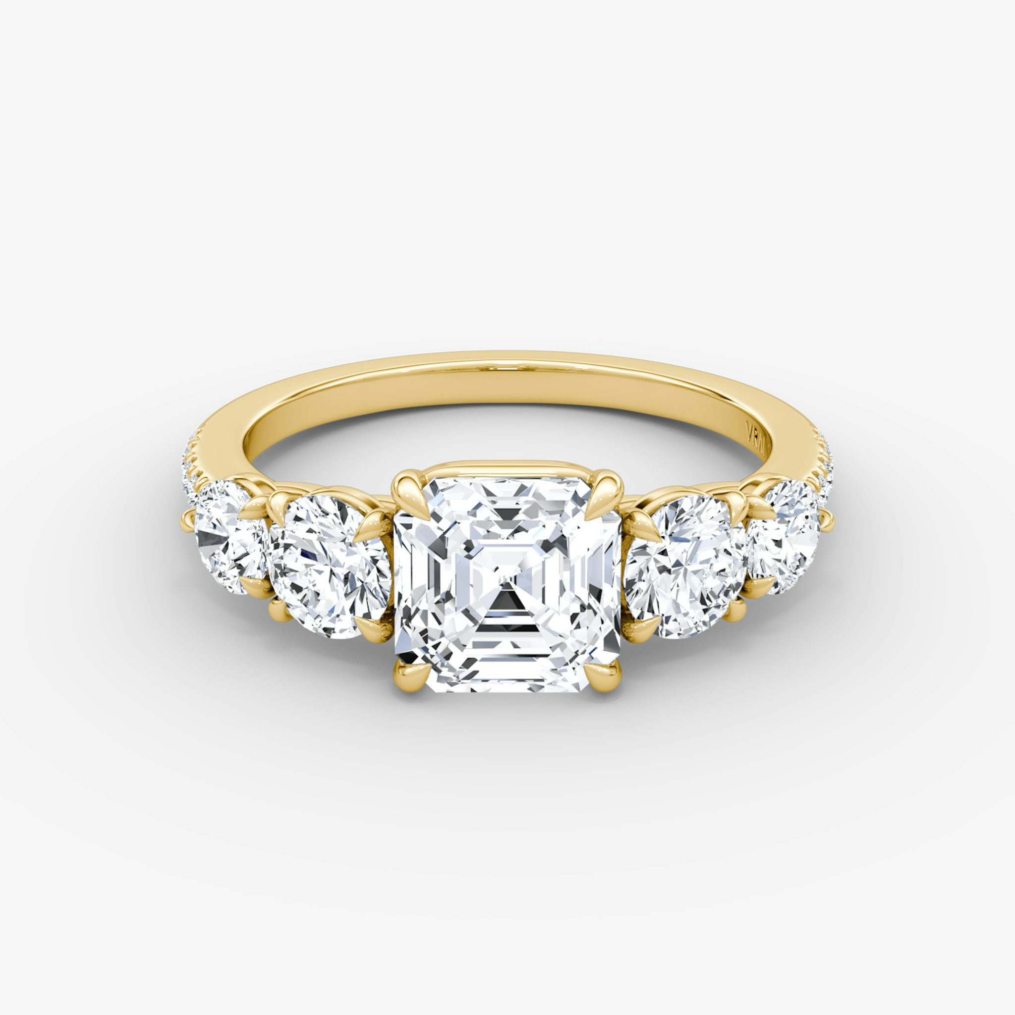 The Signature Five Stone | Asscher | 18k | Yellow Gold | bandAccent: Pavé | diamondOrientation: vertical | caratWeight: other