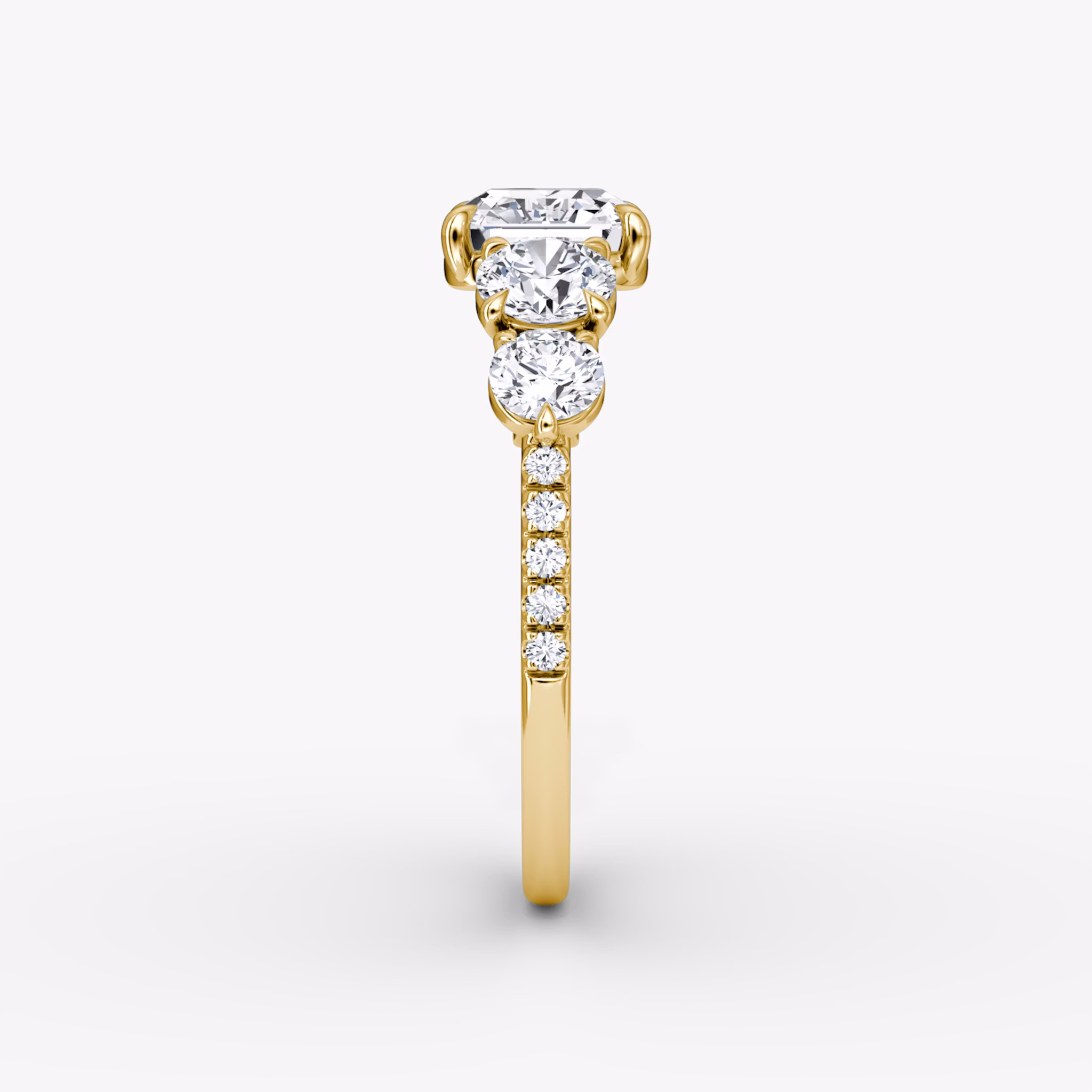 The Signature Five Stone | Asscher | 18k | Yellow Gold | bandAccent: Pavé | diamondOrientation: vertical | caratWeight: other