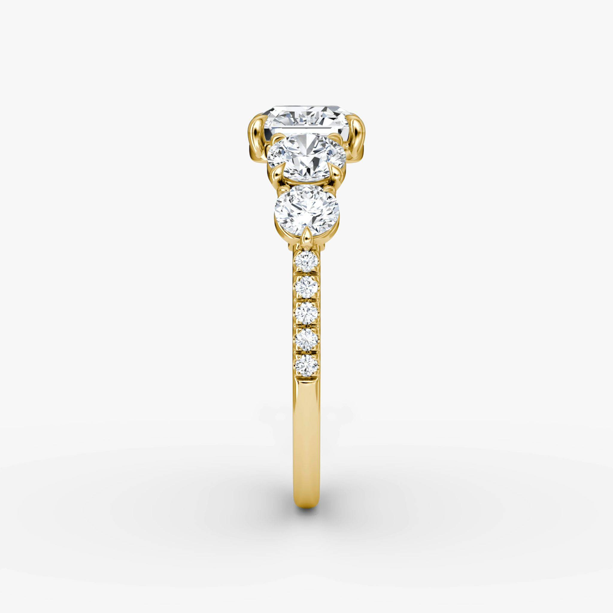 The Signature Five Stone | Asscher | 18k | Yellow Gold | bandAccent: Pavé | diamondOrientation: vertical | caratWeight: other