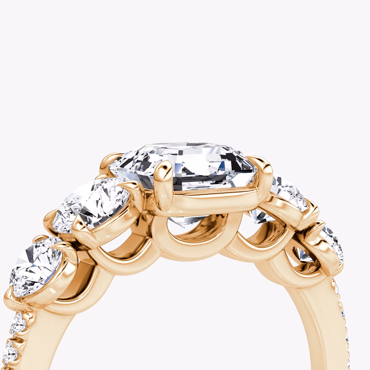 The Signature Five Stone | Asscher | 14k | Rose Gold | bandAccent: Pavé | diamondOrientation: vertical | caratWeight: other